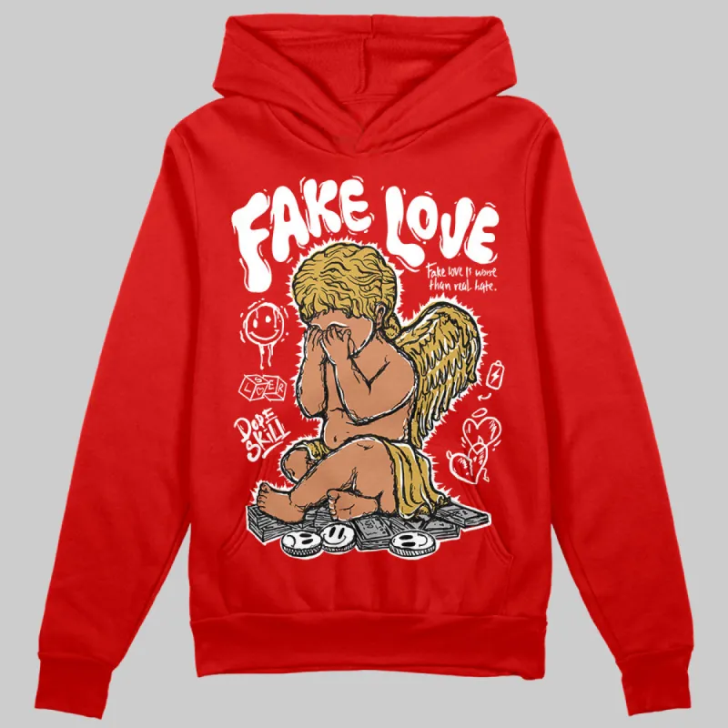 Red Collection DopeSkill Red Hoodie Sweatshirt New Fake Love Graphic sold by DopeSkill