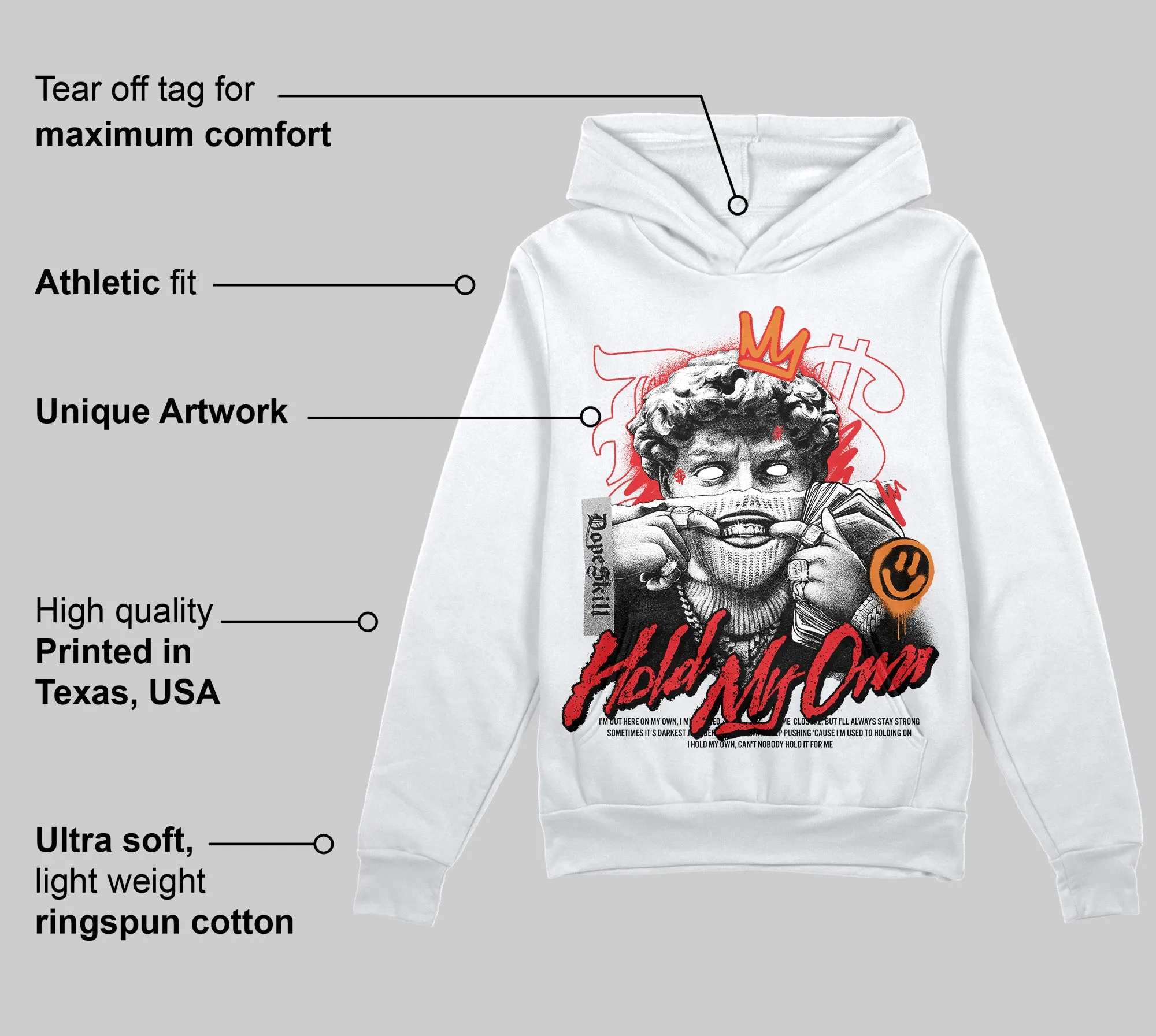 Red Cement 4S DopeSkill Hoodie Sweatshirt New Hold My Own Graphic sold by DopeSkill product image thumbnail 3