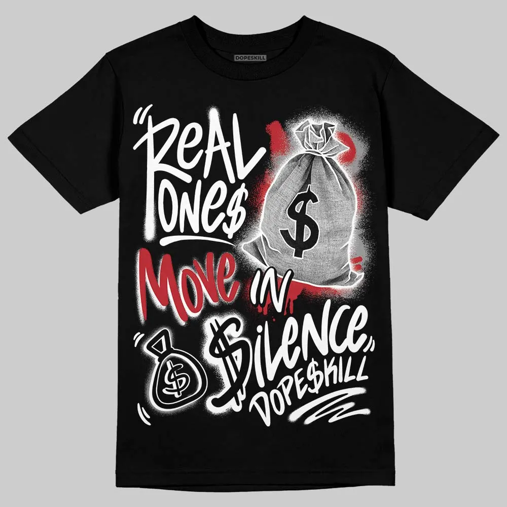 Black Toe 14s DopeSkill T-Shirt Real Ones Move In Silence Graphic sold by DopeSkill product image thumbnail 2