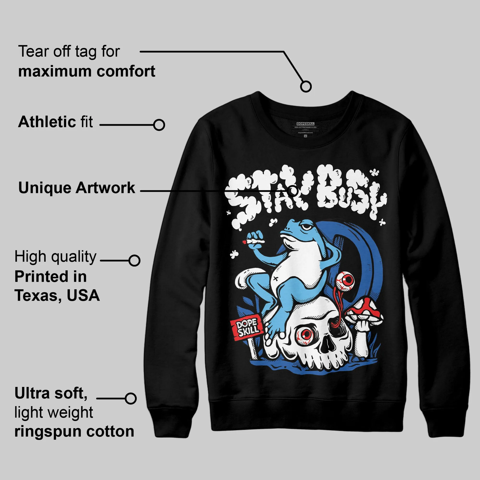 Blueberry 12s DopeSkill Sweatshirt Stay Busy Graphic sold by DopeSkill product image thumbnail 3