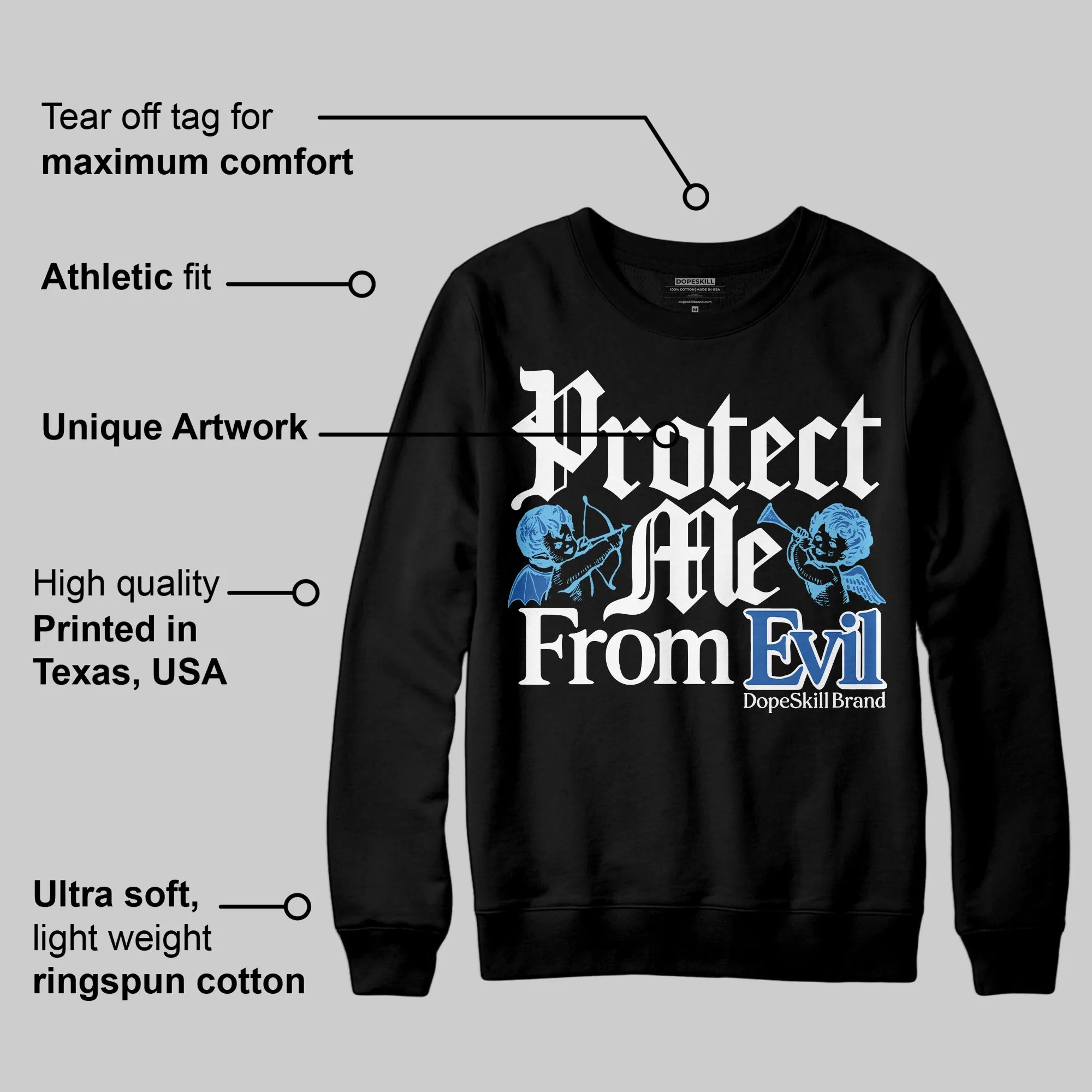 Blueberry 12s DopeSkill Sweatshirt Protect Me From Evil Graphic sold by DopeSkill product image thumbnail 3