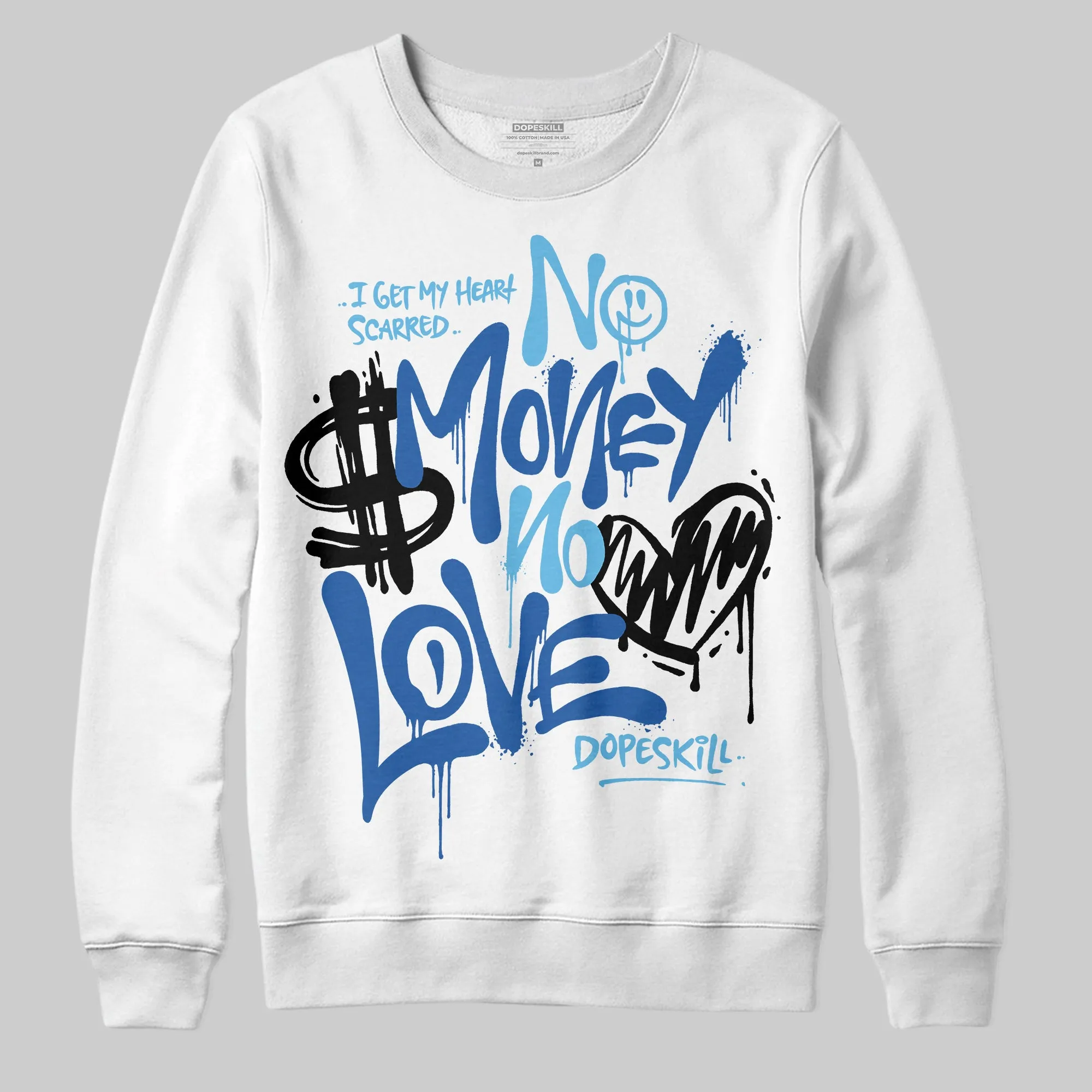 Blueberry 12s DopeSkill Sweatshirt No Money No Love Typo Graphic sold by DopeSkill product image thumbnail 2