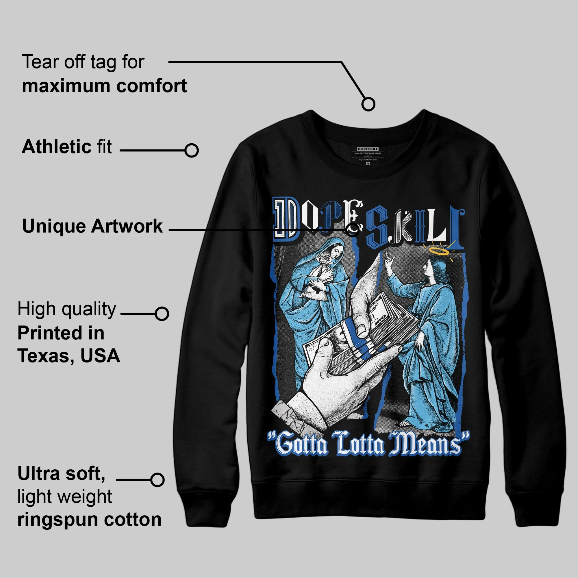 Blueberry 12s DopeSkill Sweatshirt Gotta Lotta Means Graphic sold by DopeSkill product image thumbnail 3