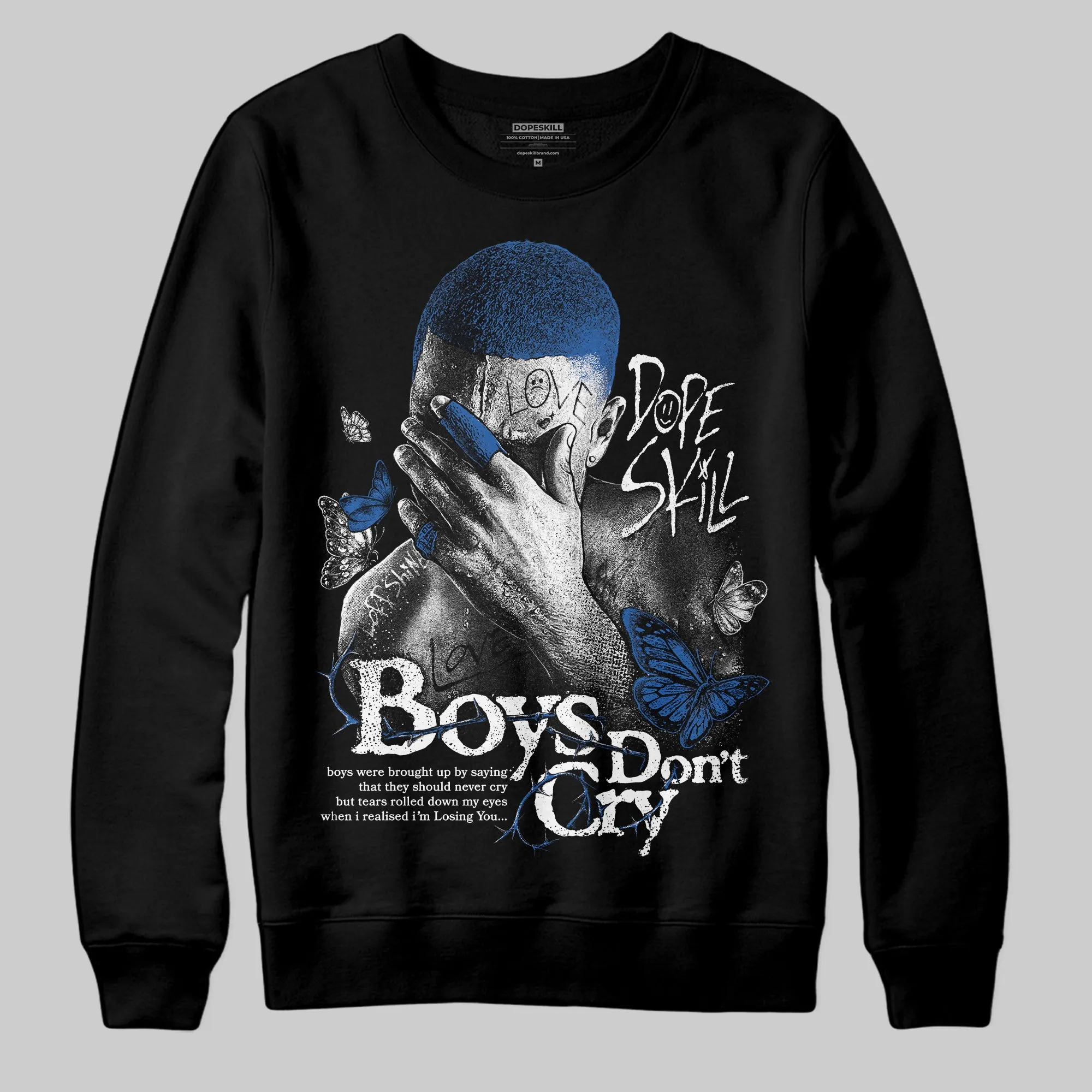 Blueberry 12s DopeSkill Sweatshirt Boys Don't Cry Graphic sold by DopeSkill