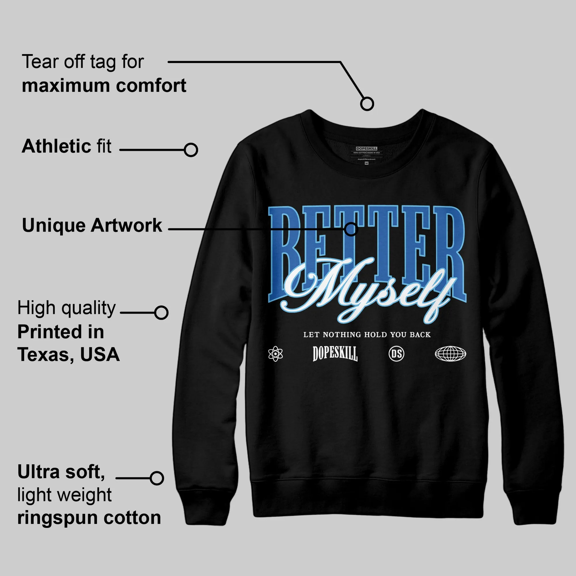 Blueberry 12s DopeSkill Sweatshirt Better Myself Graphic sold by DopeSkill product image thumbnail 3