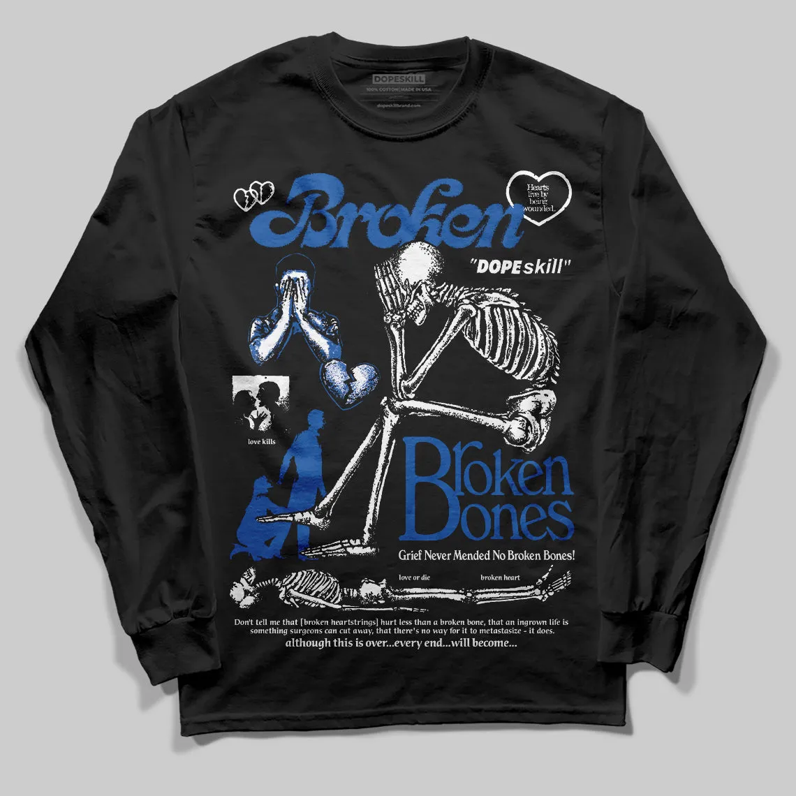 Blueberry 12s DopeSkill Long Sleeve T-Shirt Broken Bones Graphic sold by DopeSkill
