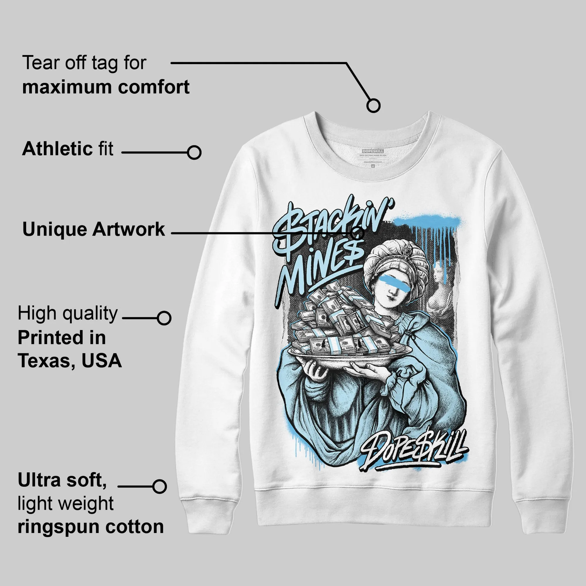 Legend Blue 11s DopeSkill Sweatshirt Stackin Mines Graphic sold by DopeSkill product image thumbnail 3