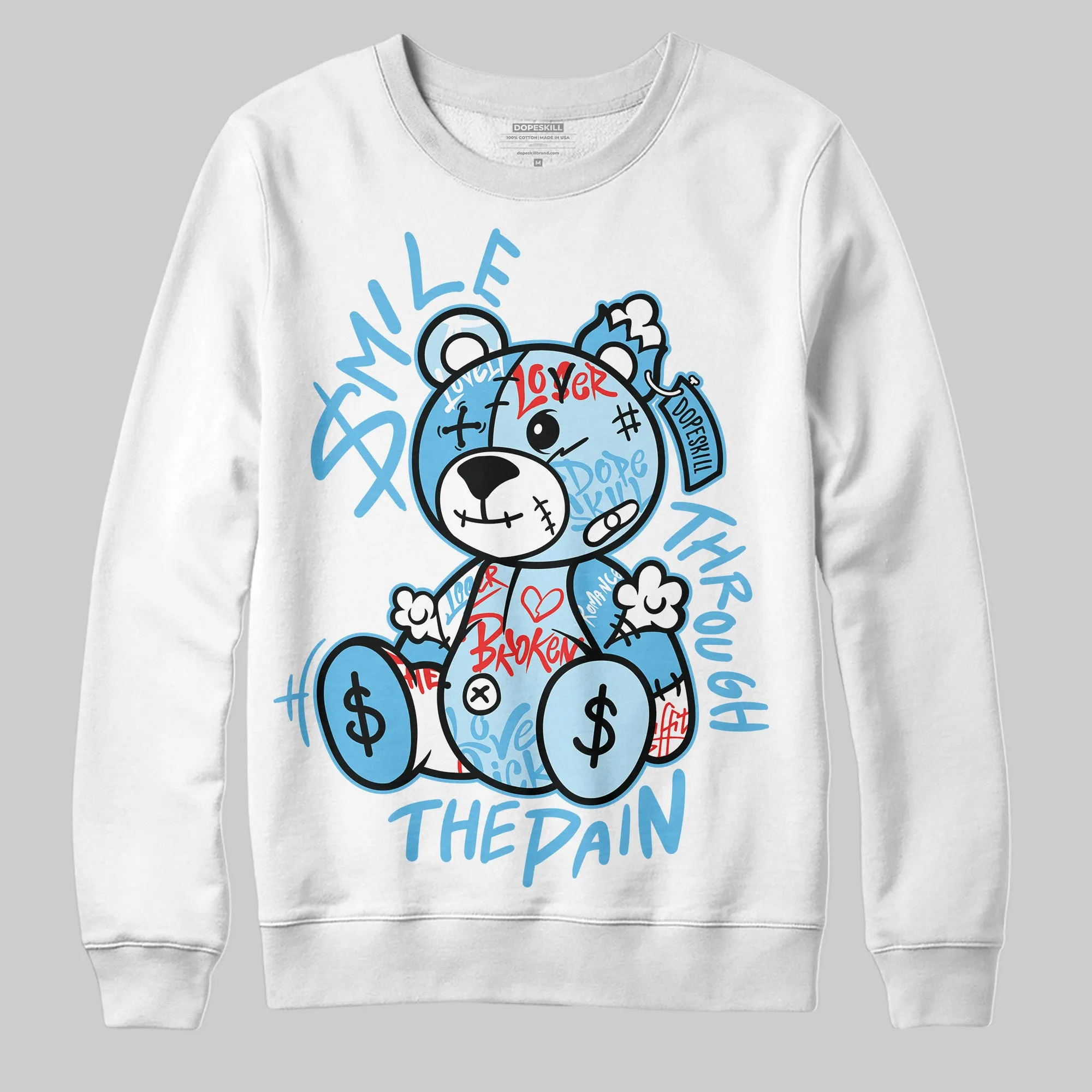Legend Blue 11s DopeSkill Sweatshirt Smile Through The Pain Graphic sold by DopeSkill