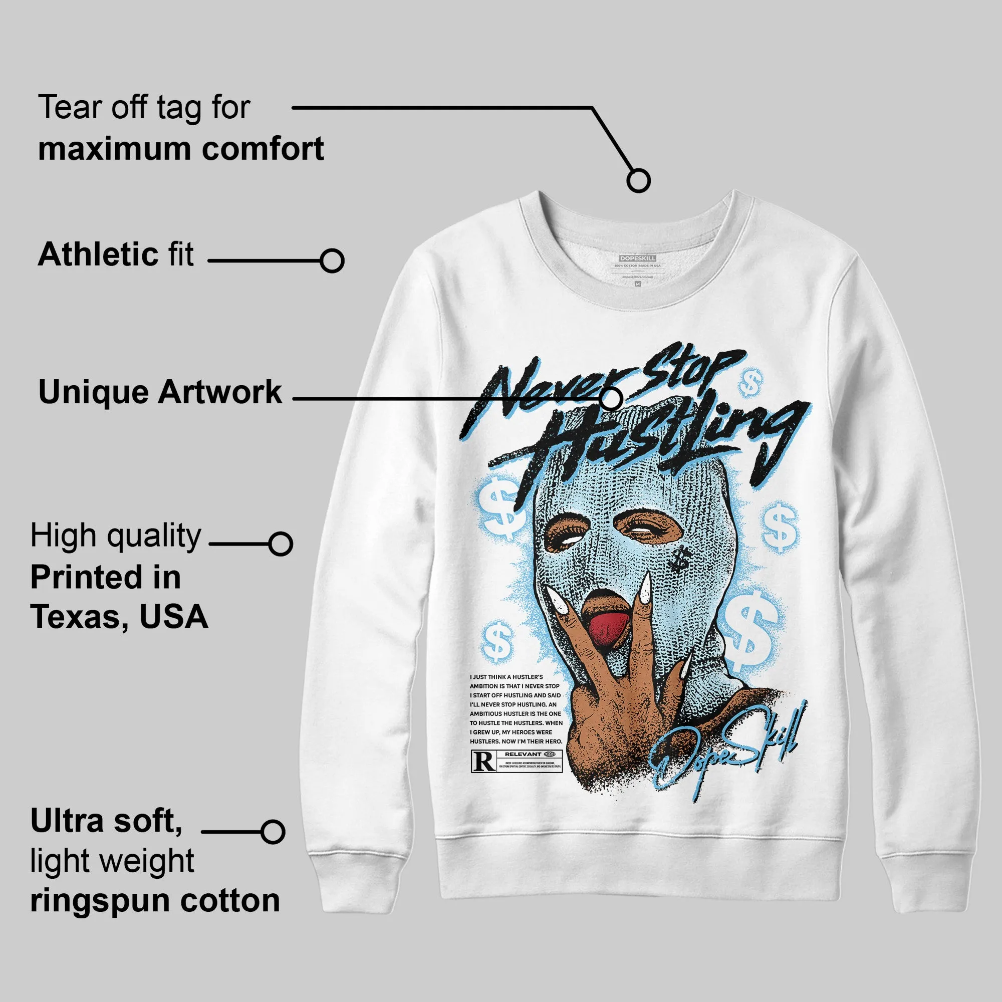 Legend Blue 11s DopeSkill Sweatshirt Never Stop Hustling Graphic sold by DopeSkill product image thumbnail 3
