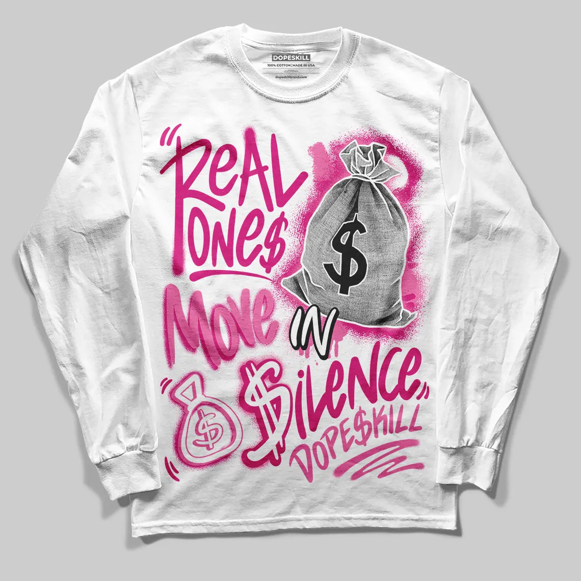 Rick RO Pink Leather Sneakers DopeSkill Long Sleeve T-Shirt Real Ones Move In Silence Graphic sold by DopeSkill product image thumbnail 2