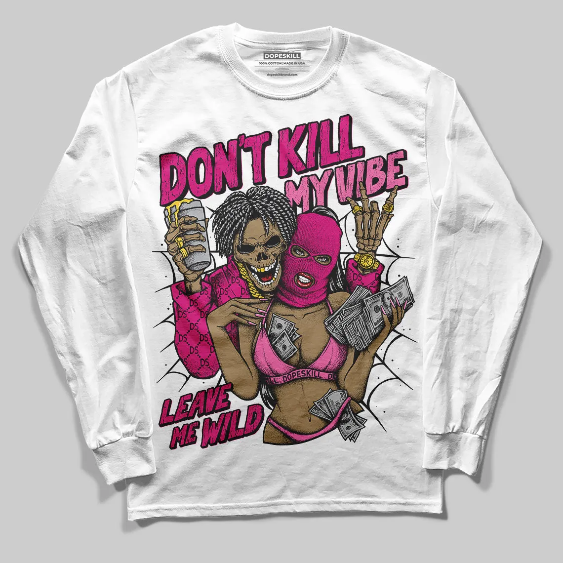 Rick RO Pink Leather Sneakers DopeSkill Long Sleeve T-Shirt Don't Kill My Vibe Graphic sold by DopeSkill product image thumbnail 2