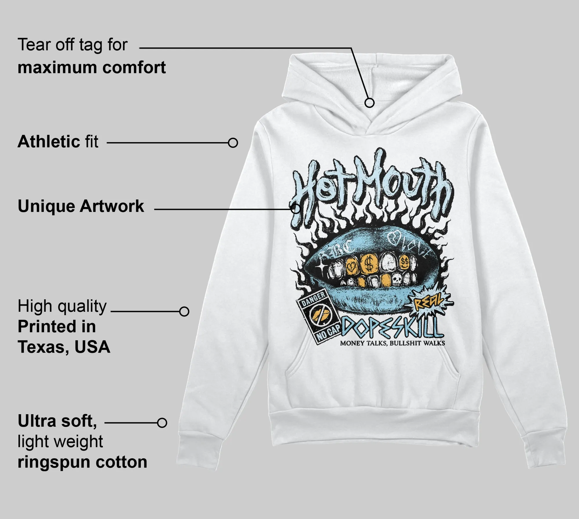 Knu Stack Vintage Satin Dream Blue DopeSkill Hoodie Sweatshirt Hot Mouth Graphic sold by DopeSkill product image thumbnail 3