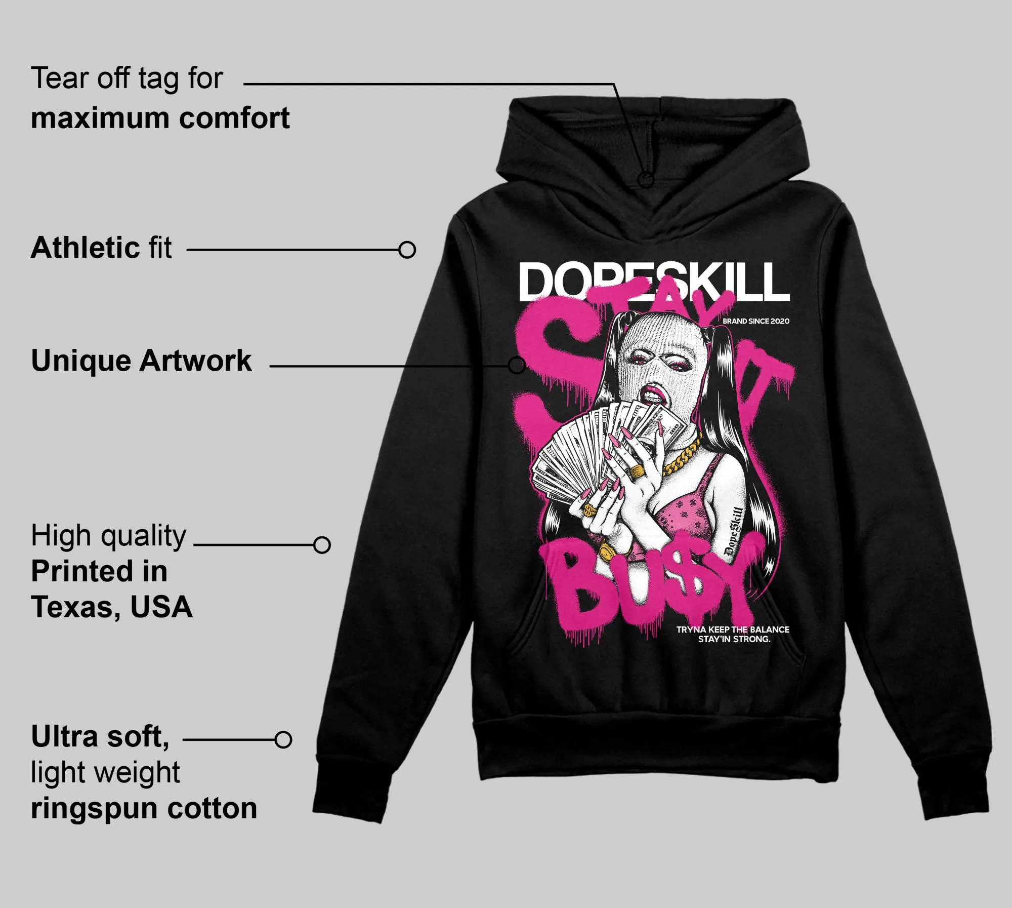 Rick RO Pink Leather Sneakers DopeSkill Hoodie Sweatshirt Stay It Busy Graphic sold by DopeSkill product image thumbnail 3