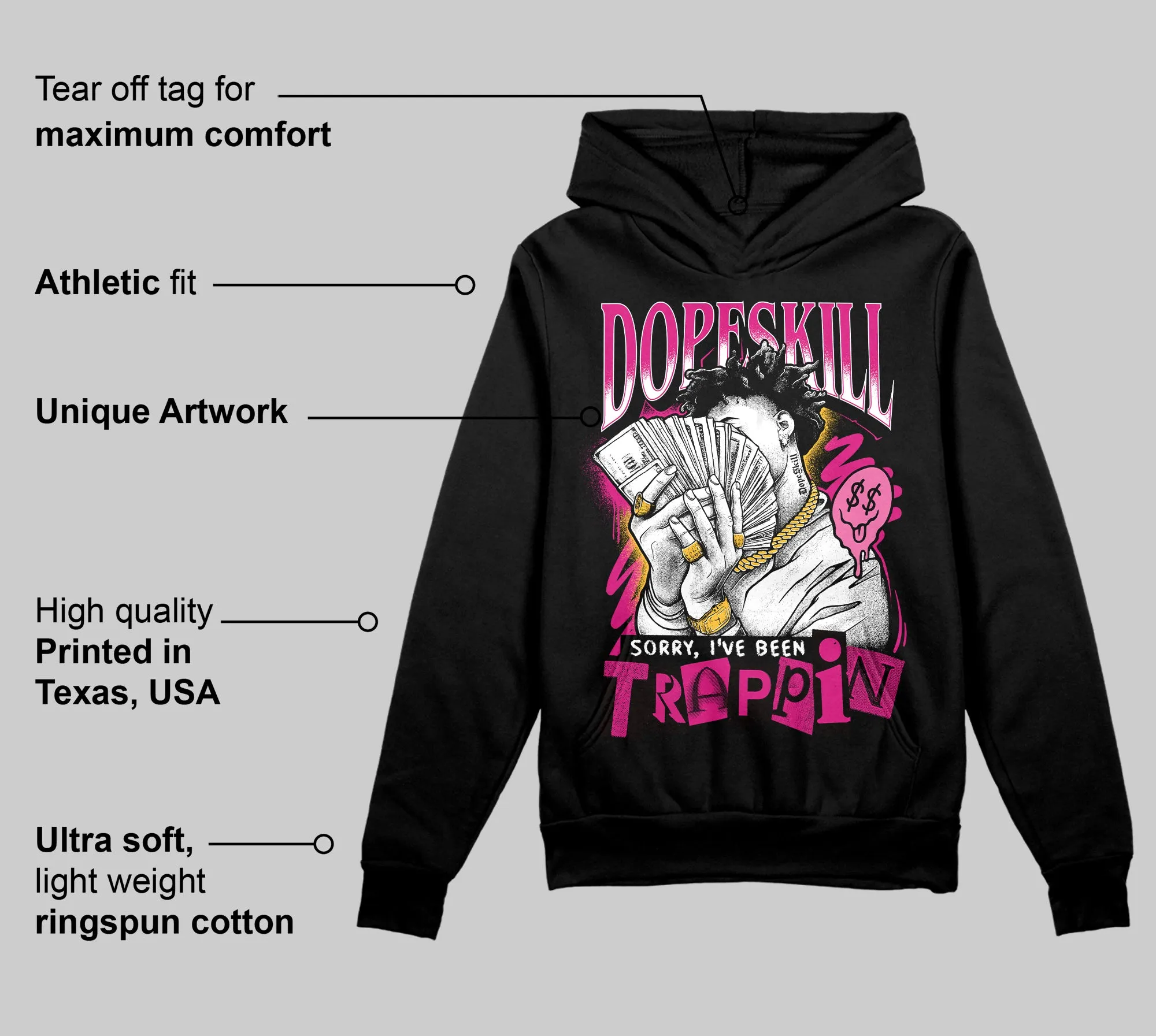 Rick RO Pink Leather Sneakers DopeSkill Hoodie Sweatshirt Sorry I've Been Trappin Graphic sold by DopeSkill product image thumbnail 3