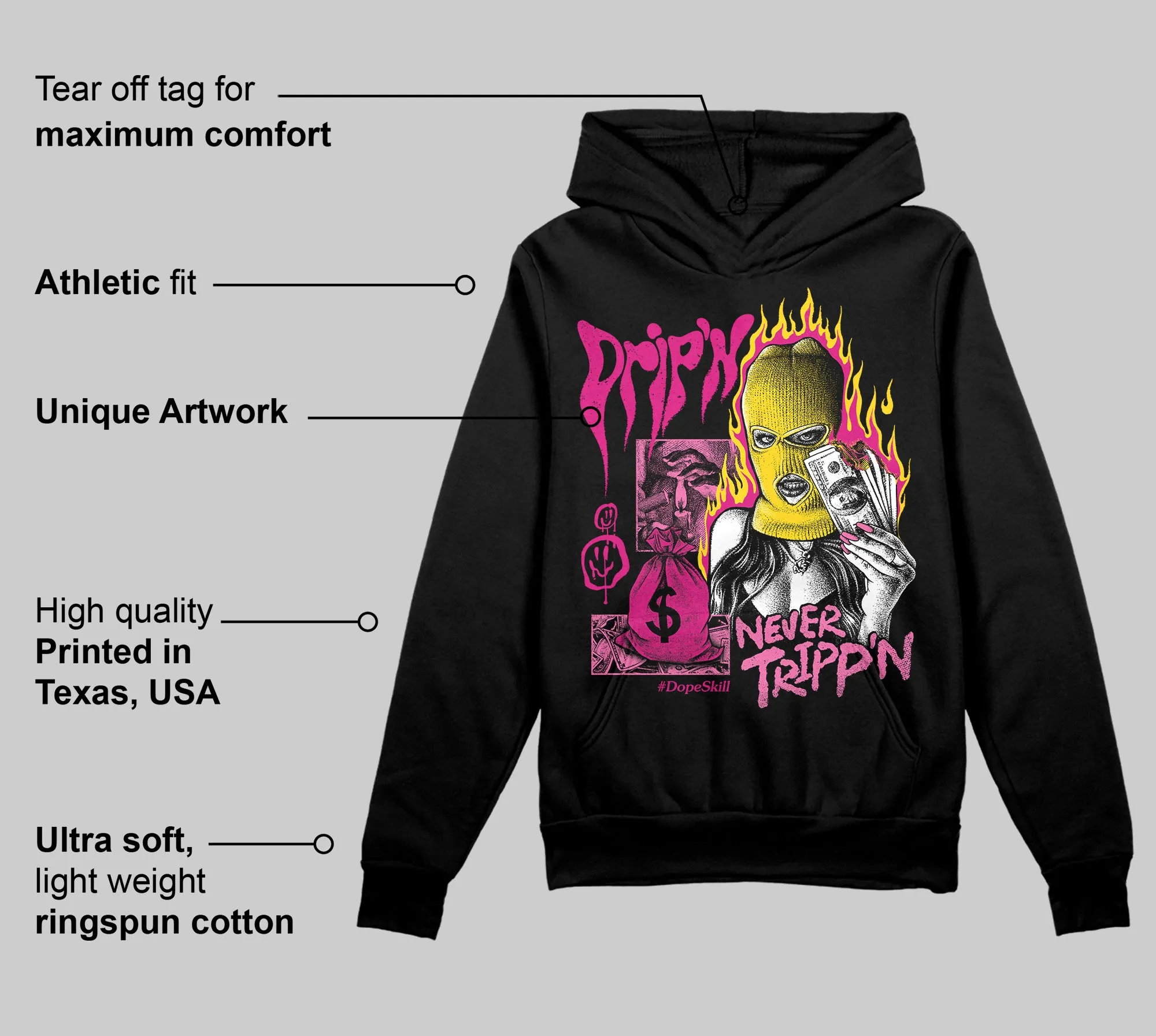 Rick RO Pink Leather Sneakers DopeSkill Hoodie Sweatshirt Drip'n Never Tripp'n Graphic sold by DopeSkill product image thumbnail 3