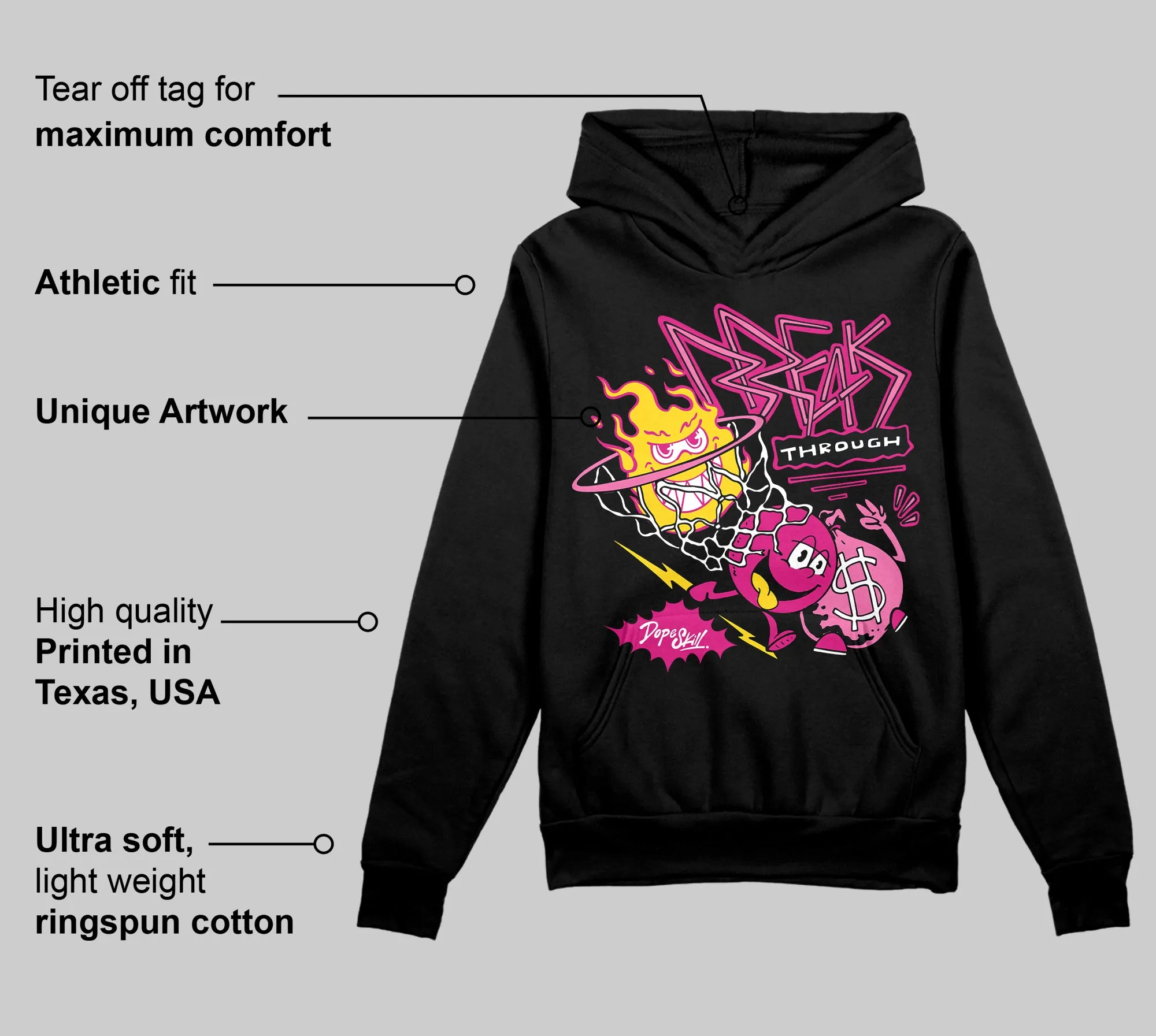 Rick RO Pink Leather Sneakers DopeSkill Hoodie Sweatshirt Break Through Graphic sold by DopeSkill product image thumbnail 3