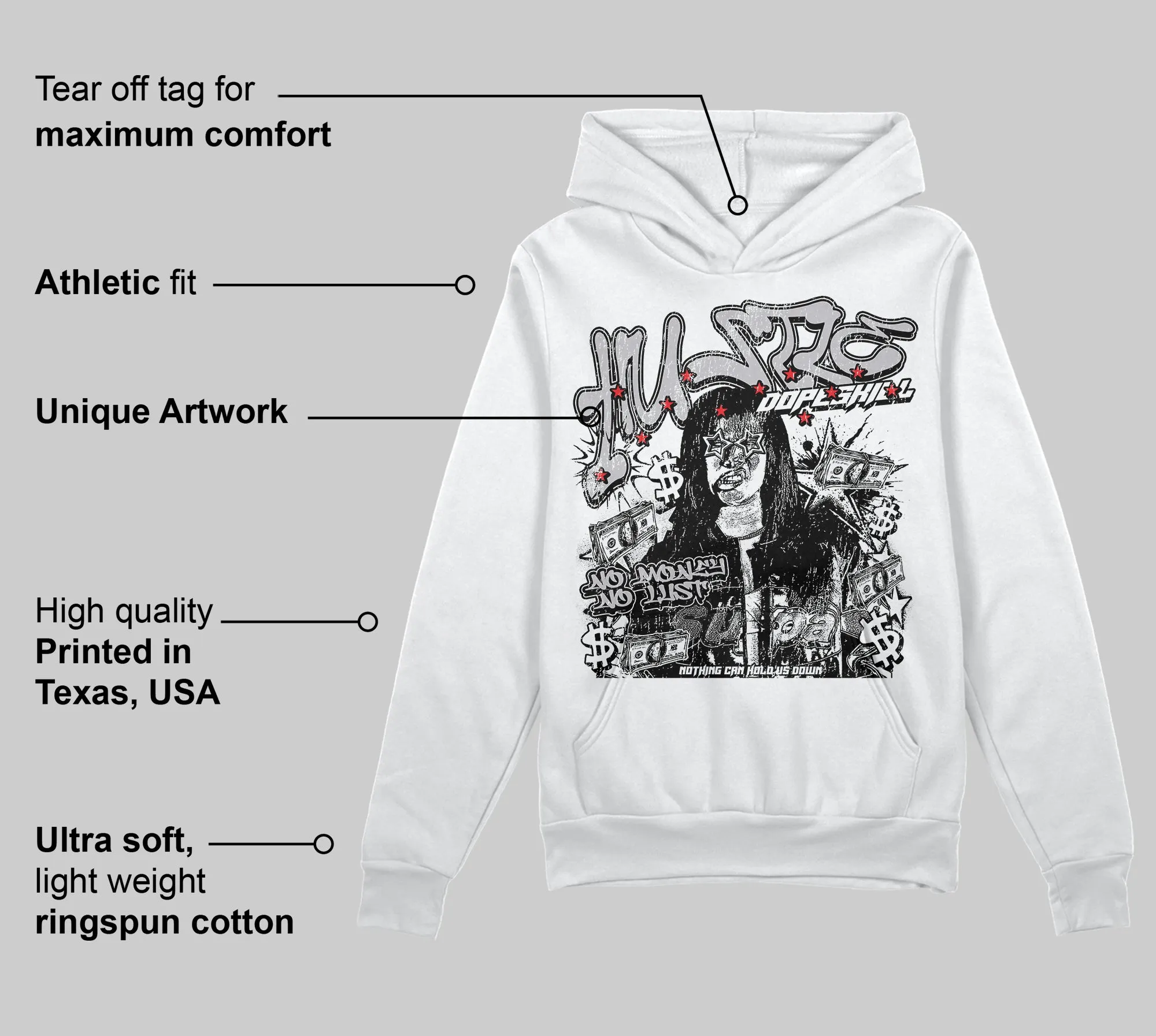 Grey Collection DopeSkill Hoodie Sweatshirt No Money No Lust Graphic sold by DopeSkill product image thumbnail 3