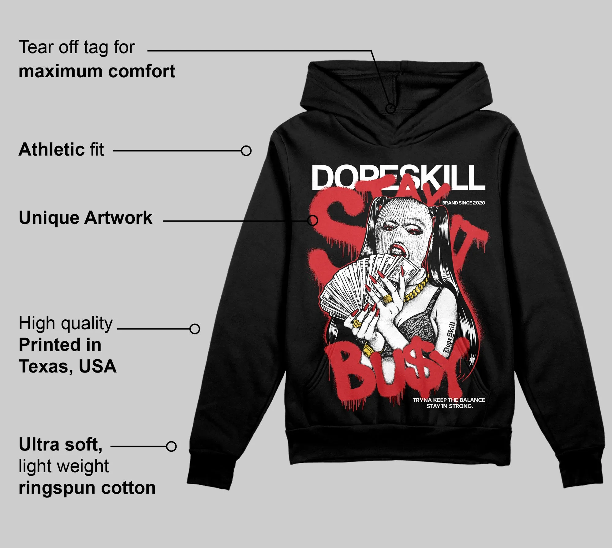 Black Cement 3s DopeSkill Hoodie Sweatshirt Stay It Busy Graphic sold by DopeSkill product image thumbnail 3