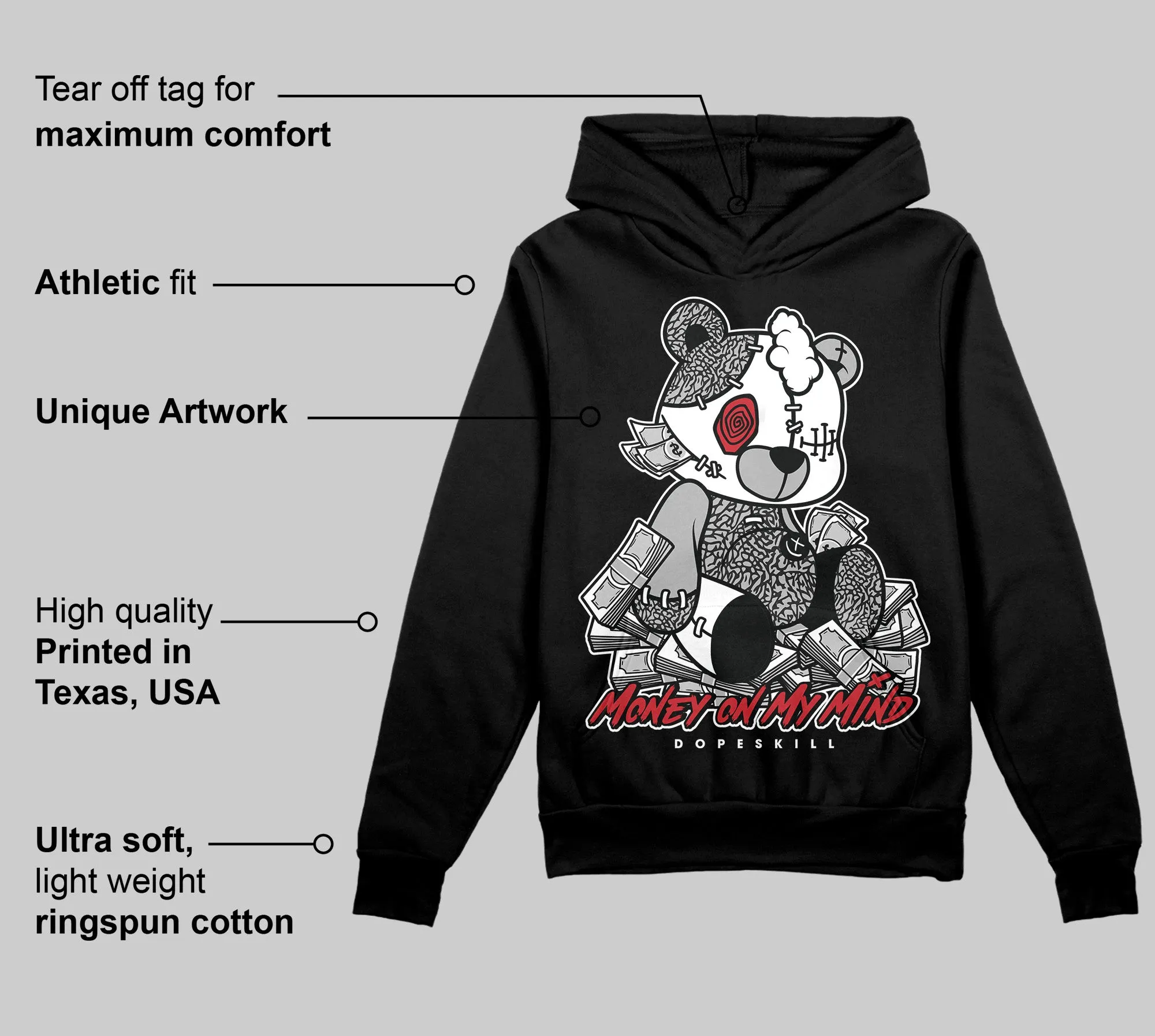 Black Cement 3s DopeSkill Hoodie Sweatshirt MOMM Bear Graphic sold by DopeSkill product image thumbnail 3