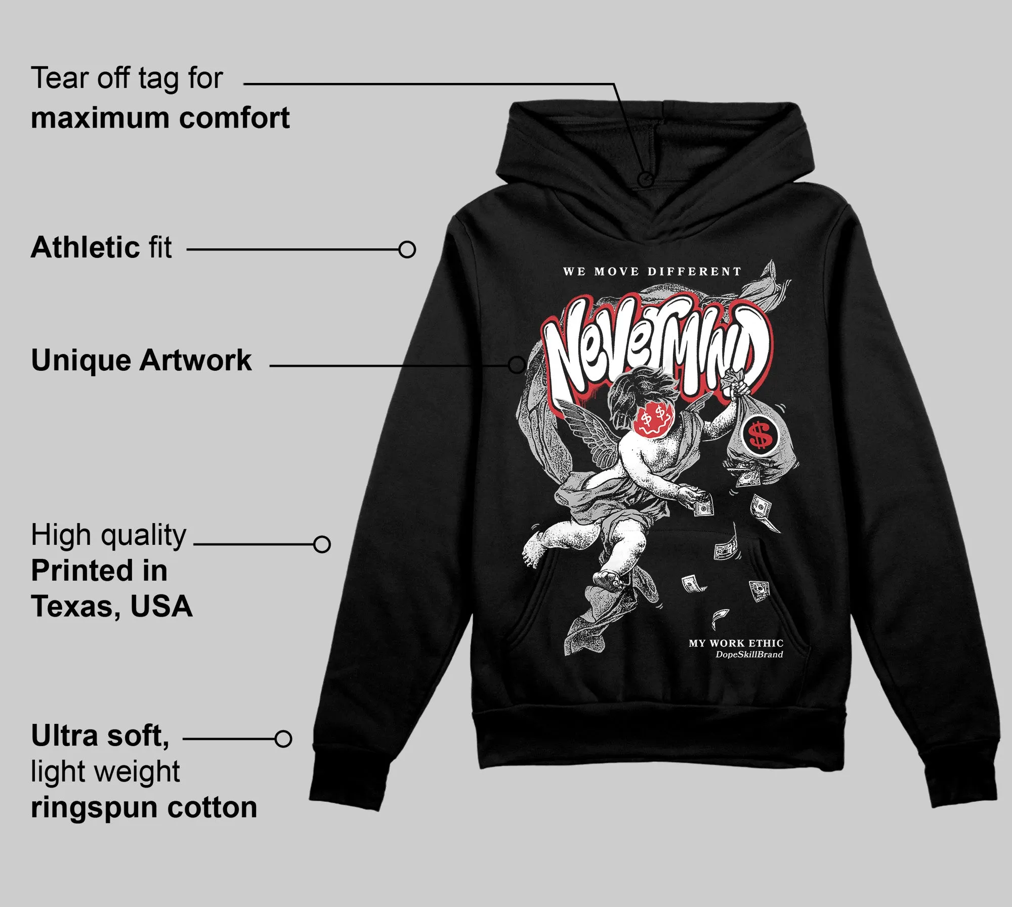 Black Cement 3s DopeSkill Hoodie Sweatshirt Nevermind Graphic sold by DopeSkill product image thumbnail 3