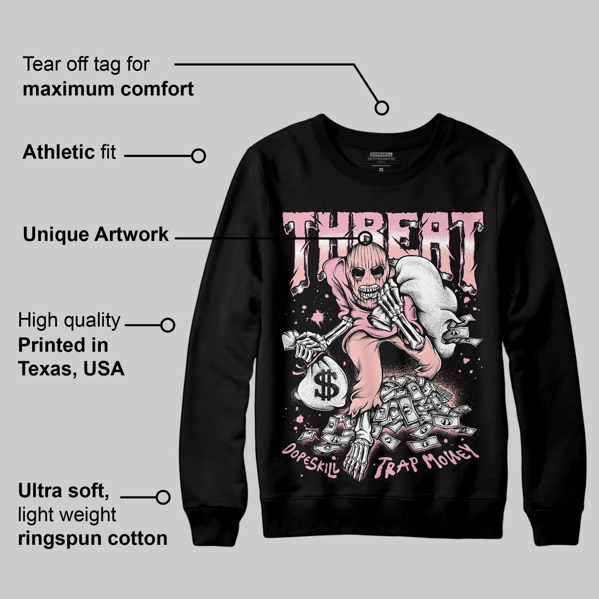 Stars Court White/Pink DopeSkill Sweatshirt Threat Graphic sold by DopeSkill product image thumbnail 3