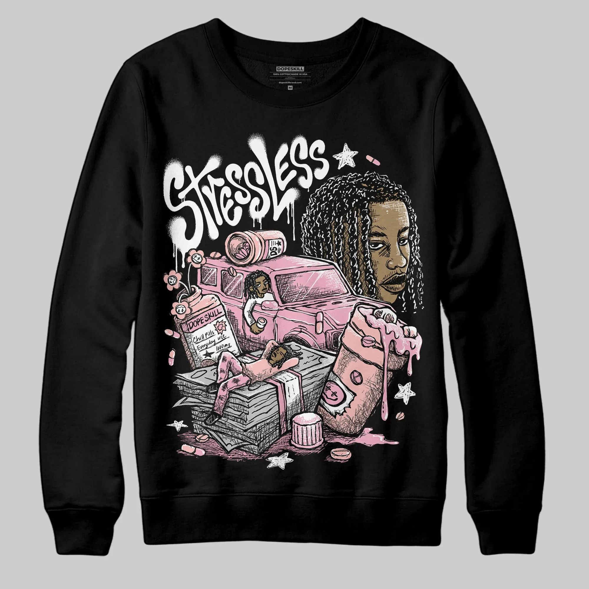 Stars Court White/Pink DopeSkill Sweatshirt Stressless Graphic sold by DopeSkill