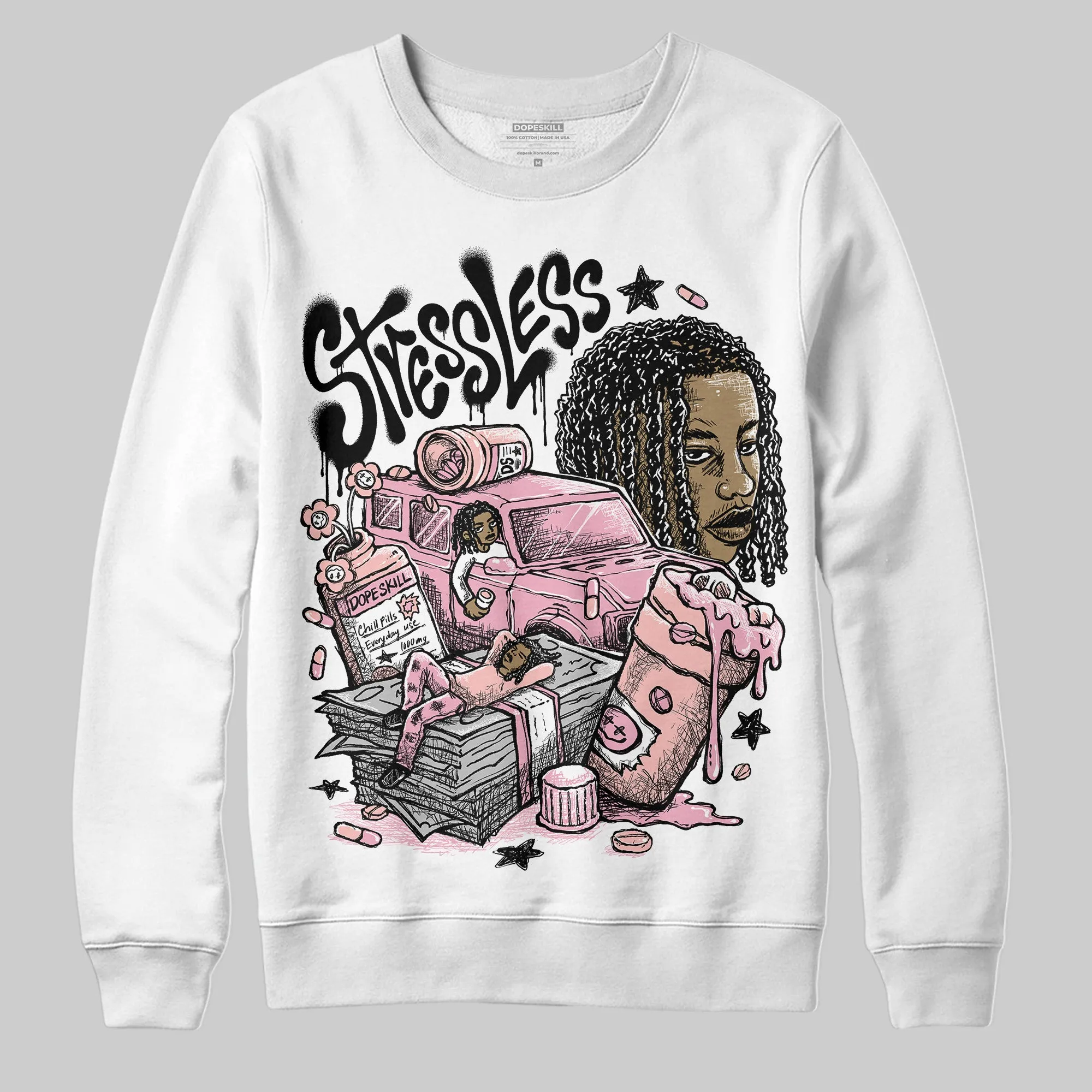 Stars Court White/Pink DopeSkill Sweatshirt Stressless Graphic sold by DopeSkill product image thumbnail 2