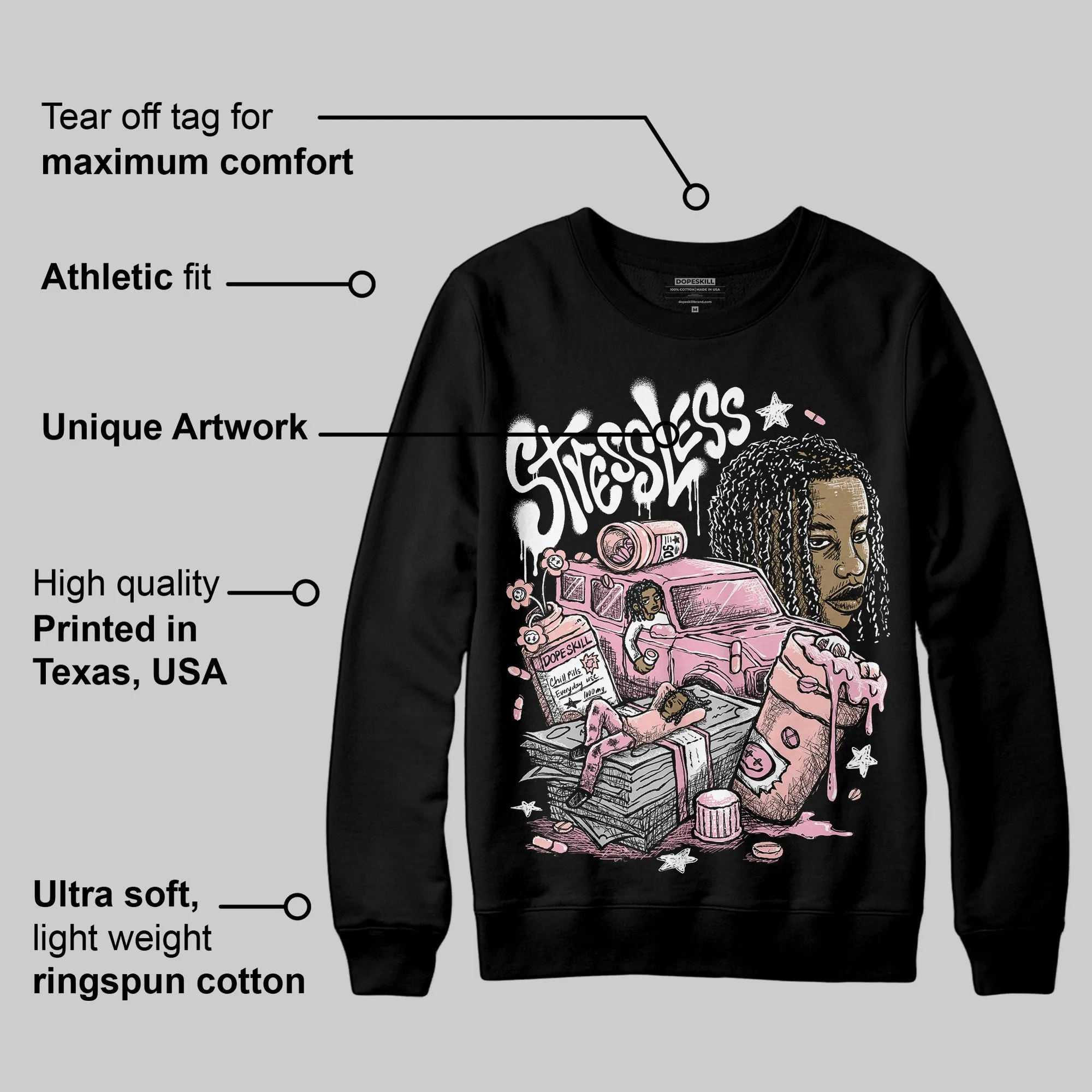Stars Court White/Pink DopeSkill Sweatshirt Stressless Graphic sold by DopeSkill product image thumbnail 3