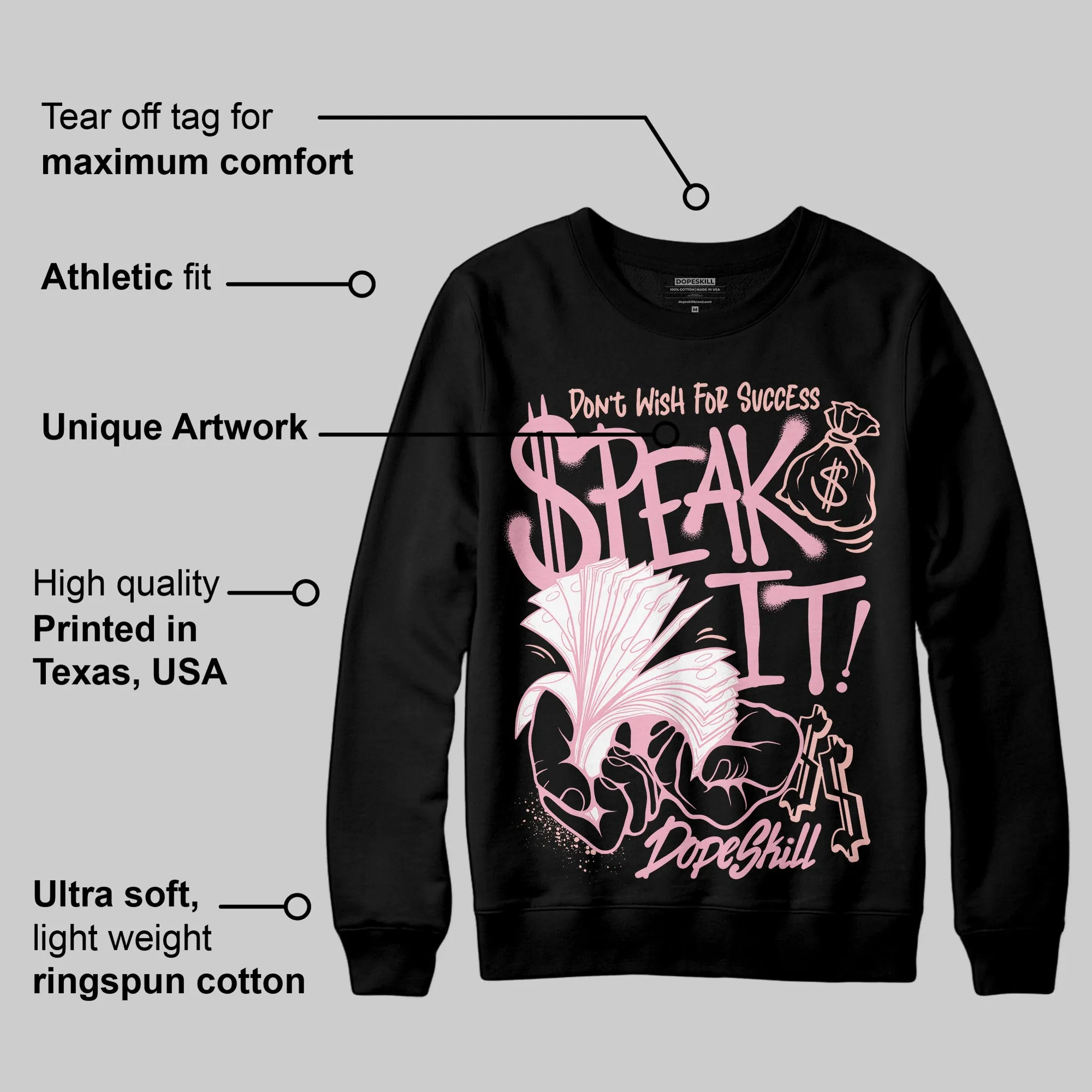 Stars Court White/Pink DopeSkill Sweatshirt Speak It Graphic sold by DopeSkill product image thumbnail 3