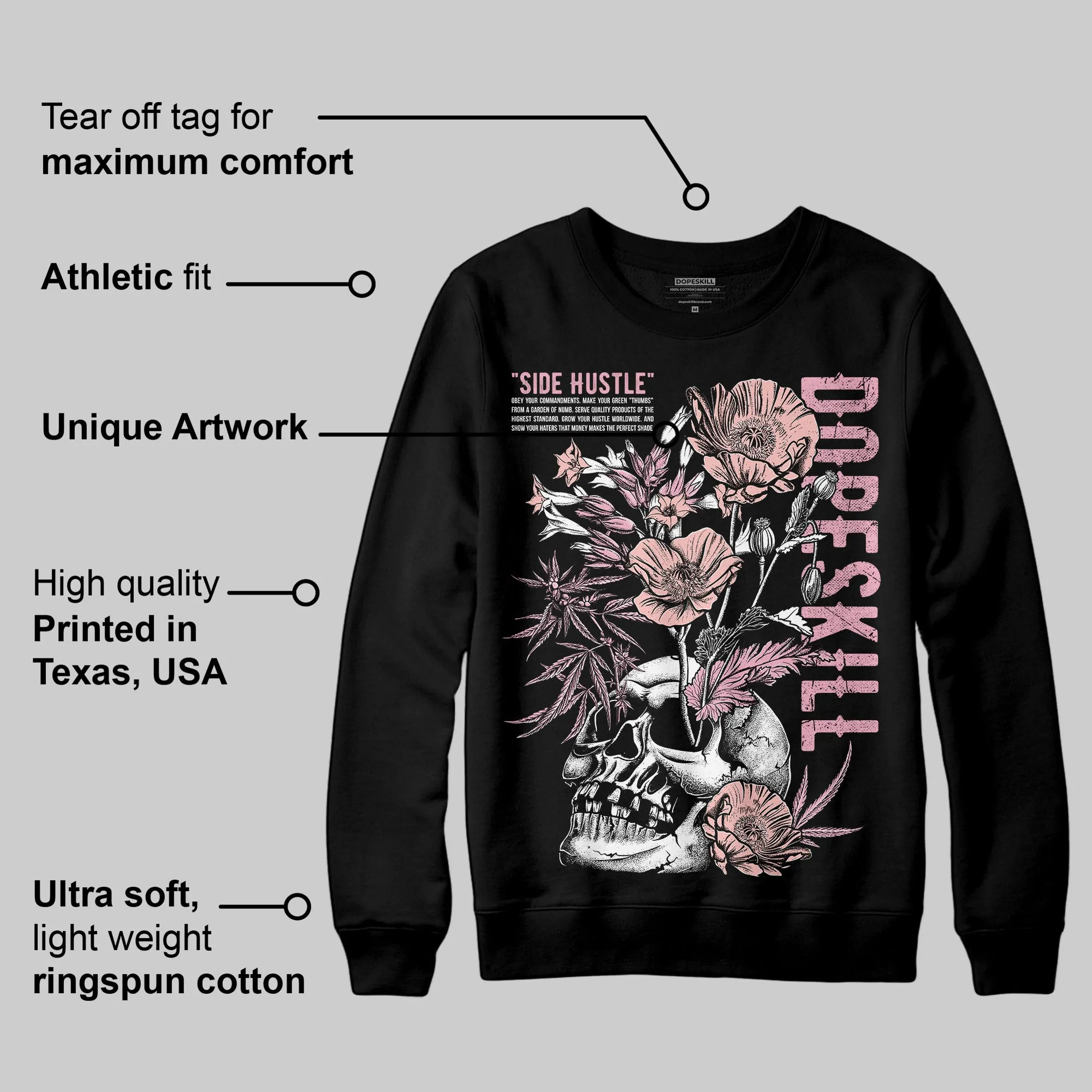 Stars Court White/Pink DopeSkill Sweatshirt Side Hustle Graphic sold by DopeSkill product image thumbnail 3