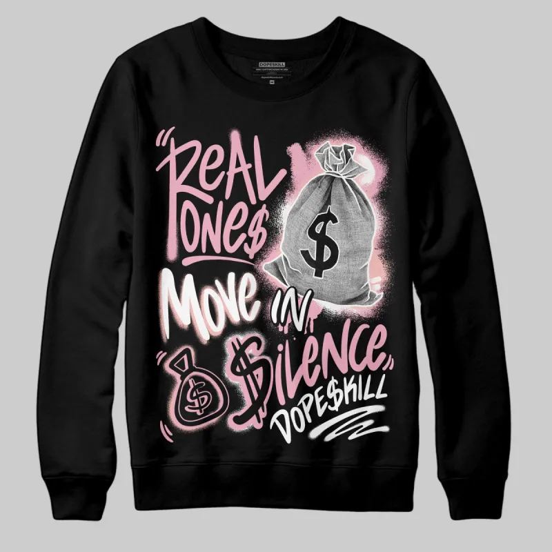 Stars Court White/Pink DopeSkill Sweatshirt Real Ones Move In Silence Graphic sold by DopeSkill