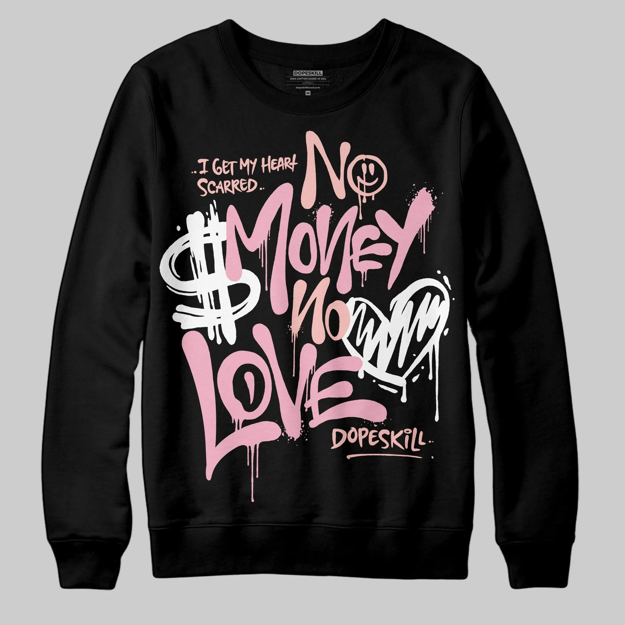 Stars Court White/Pink DopeSkill Sweatshirt No Money No Love Typo Graphic sold by DopeSkill