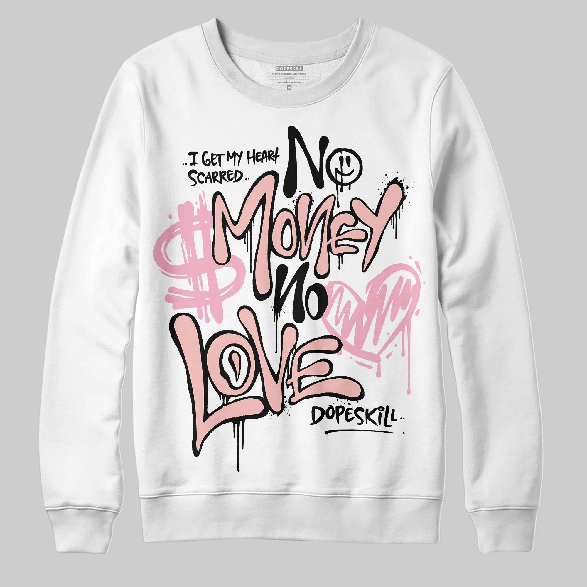 Stars Court White/Pink DopeSkill Sweatshirt No Money No Love Typo Graphic sold by DopeSkill product image thumbnail 2