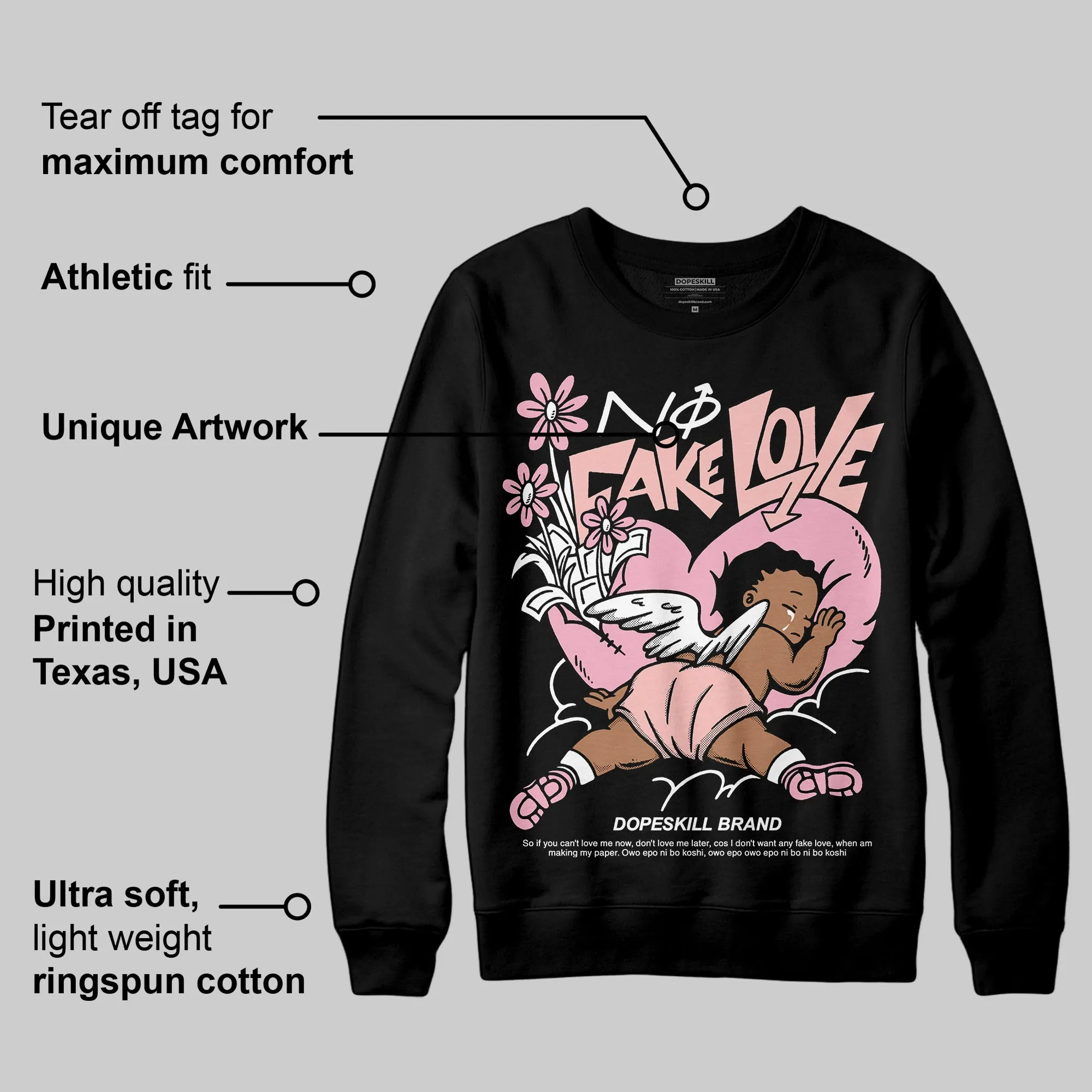 Stars Court White/Pink DopeSkill Sweatshirt No Fake Love Graphic sold by DopeSkill product image thumbnail 3