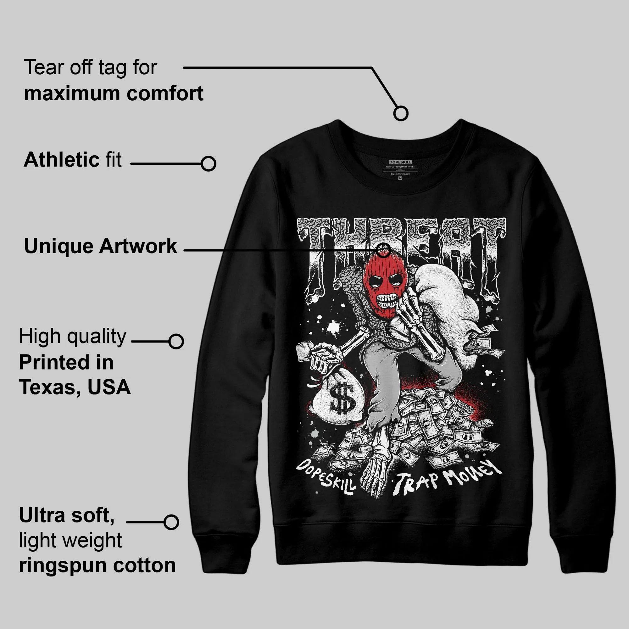 Black Cement 3s DopeSkill Sweatshirt Threat Graphic sold by DopeSkill product image thumbnail 3