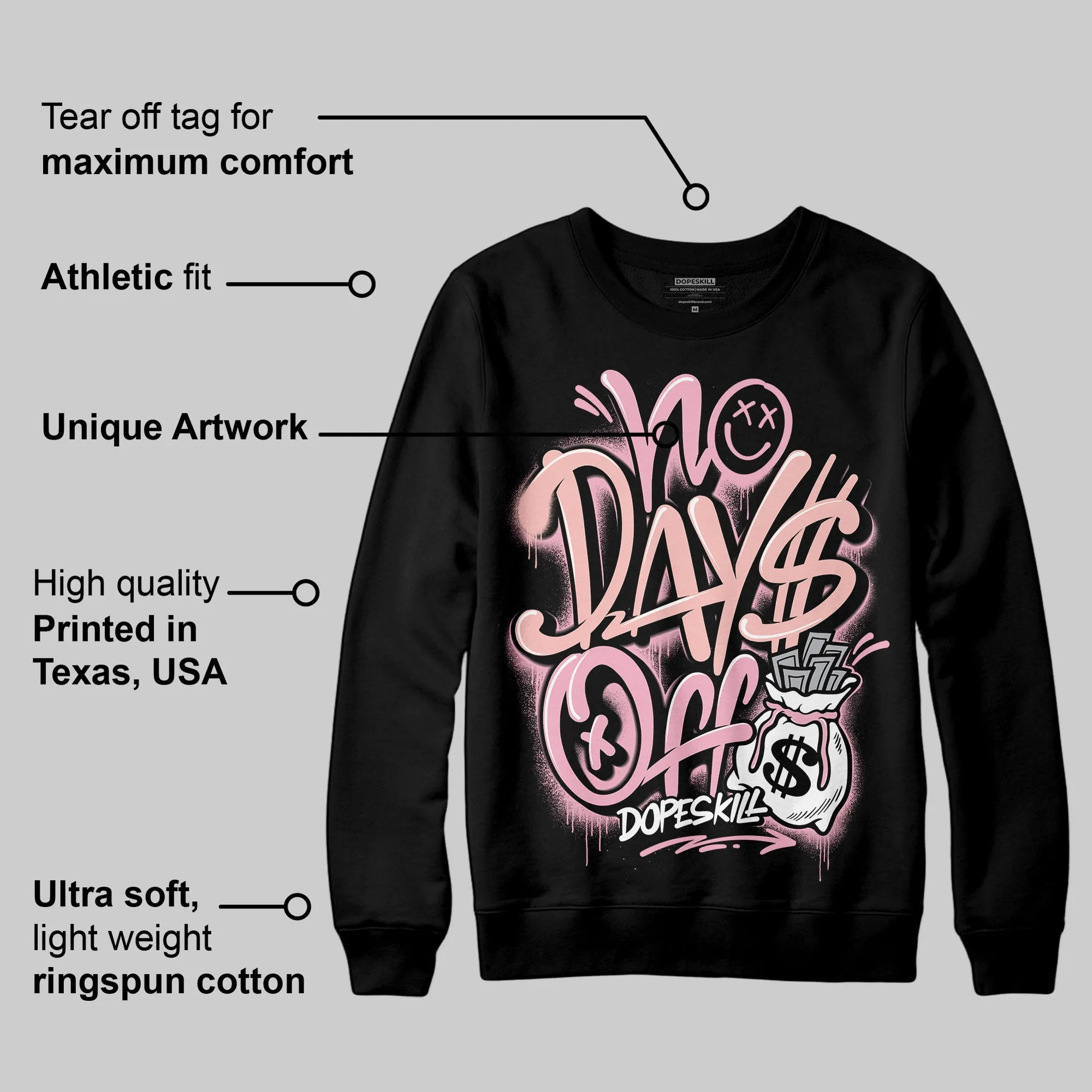 Stars Court White/Pink DopeSkill Sweatshirt No Days Off Graphic sold by DopeSkill product image thumbnail 3