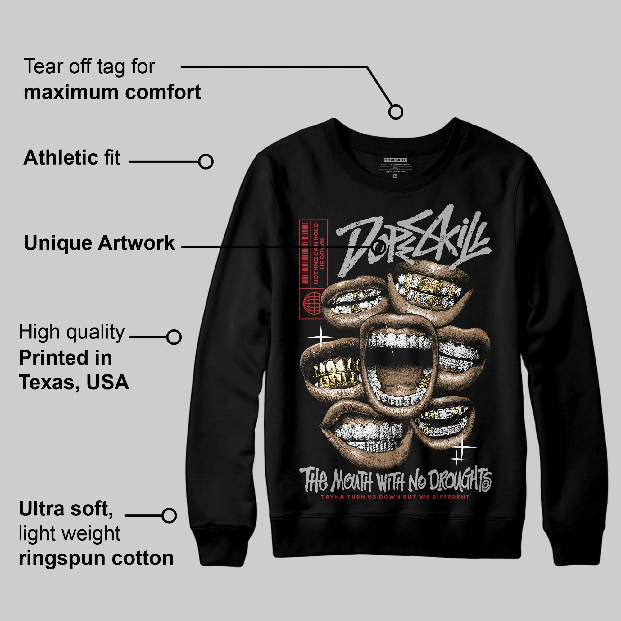 Black Cement 3s DopeSkill Sweatshirt The Mouth With No Droughts Graphic sold by DopeSkill product image thumbnail 3