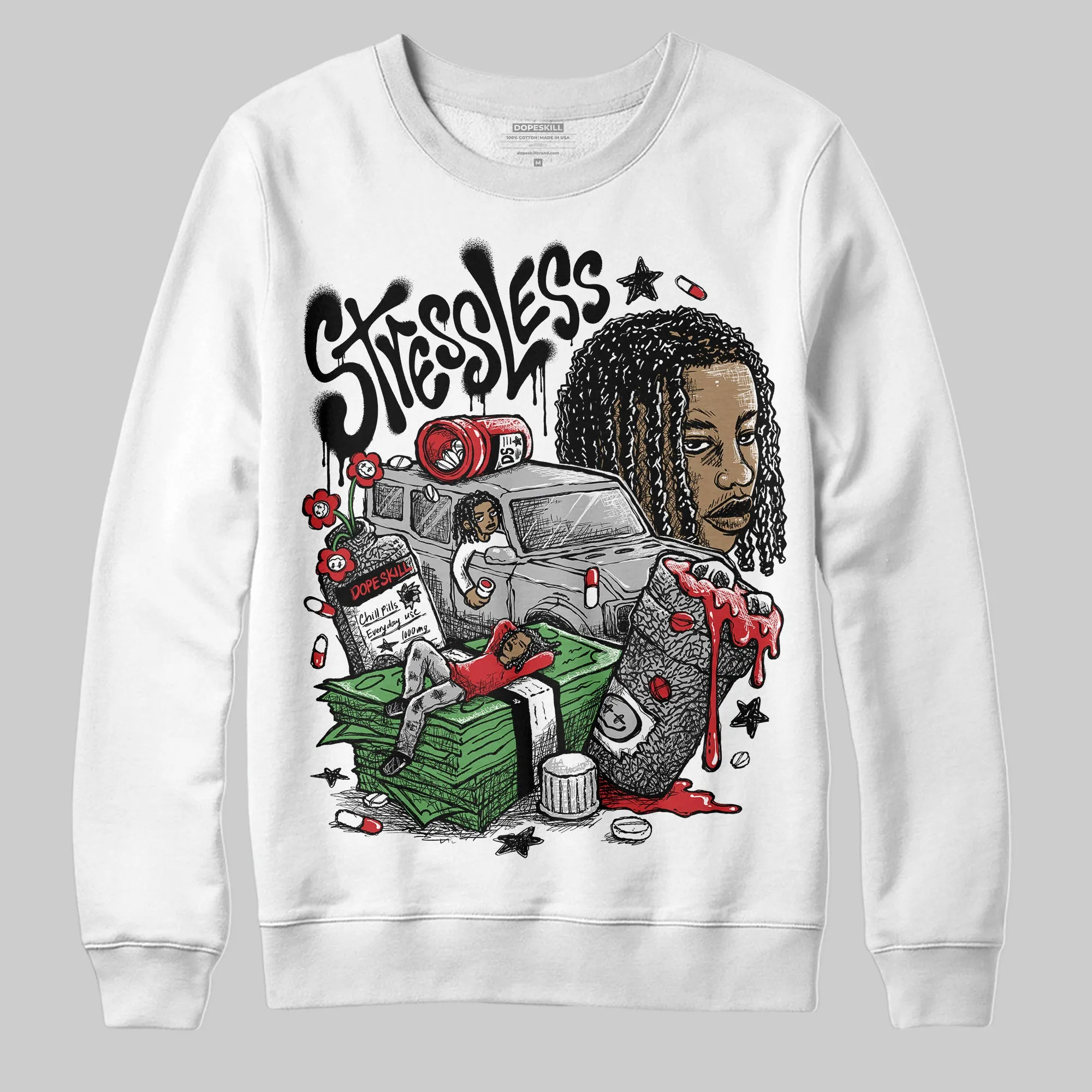 Black Cement 3s DopeSkill Sweatshirt Stressless Graphic sold by DopeSkill product image thumbnail 2