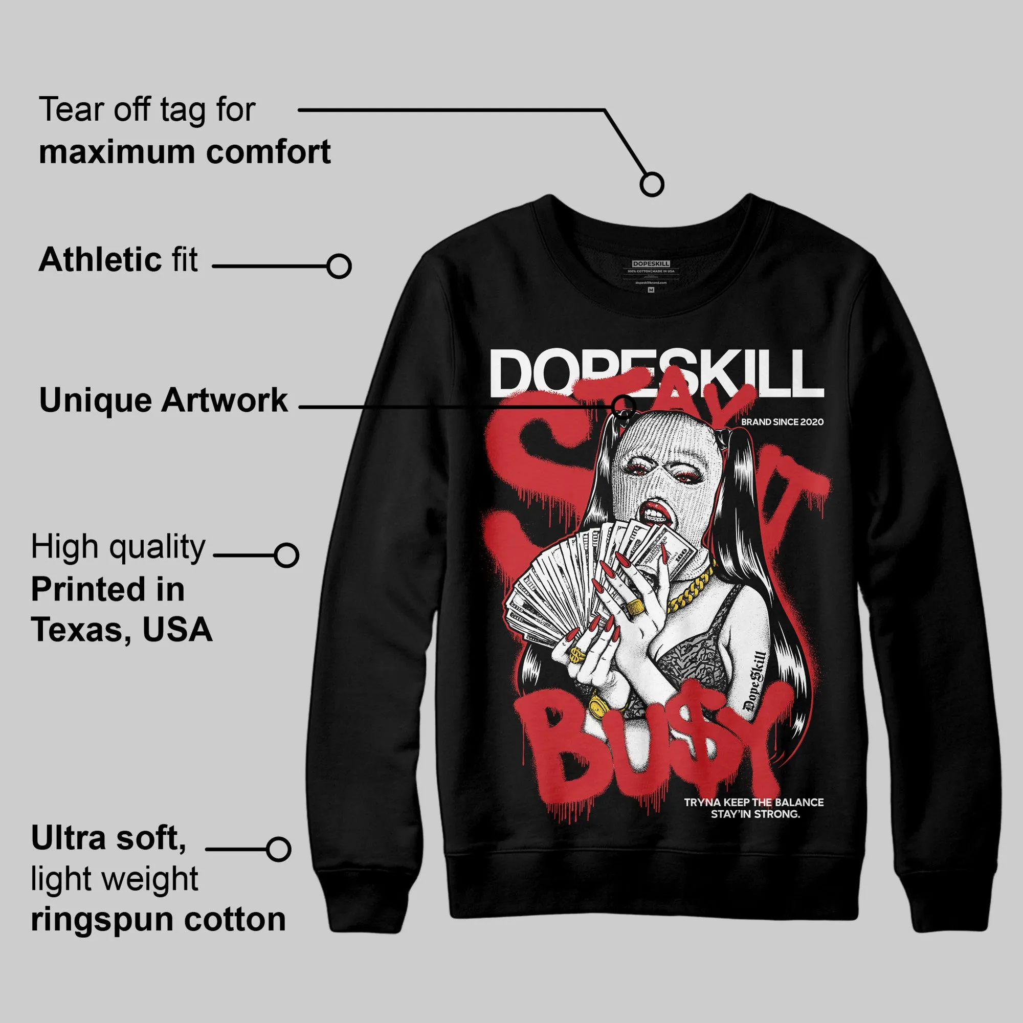 Black Cement 3s DopeSkill Sweatshirt Stay It Busy Graphic sold by DopeSkill product image thumbnail 3