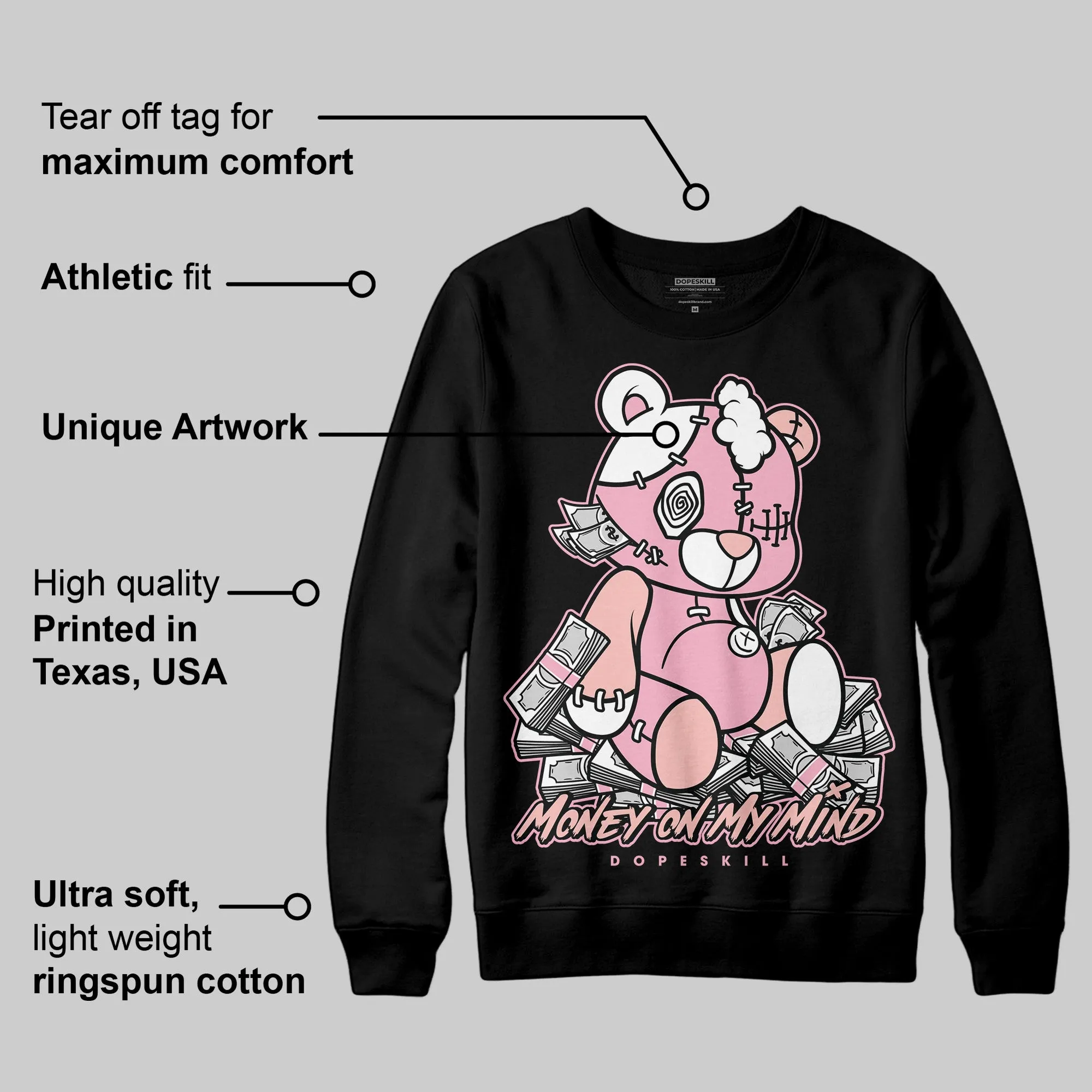 Stars Court White/Pink DopeSkill Sweatshirt MOMM Bear Graphic sold by DopeSkill product image thumbnail 3