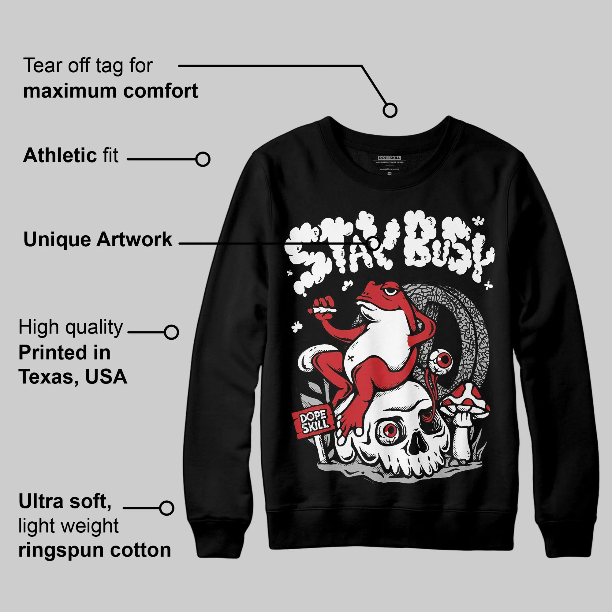 Black Cement 3s DopeSkill Sweatshirt Stay Busy Graphic sold by DopeSkill product image thumbnail 3