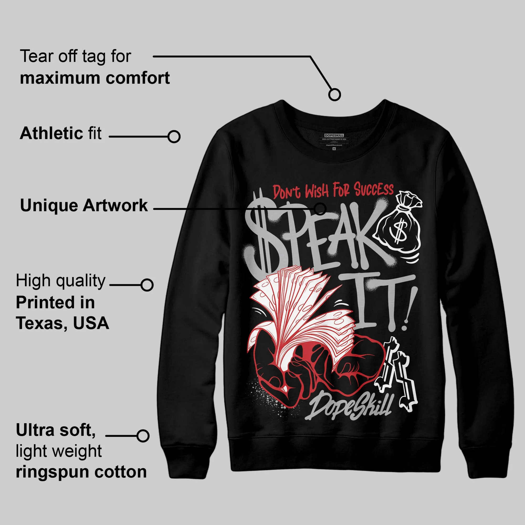 Black Cement 3s DopeSkill Sweatshirt Speak It Graphic sold by DopeSkill product image thumbnail 3