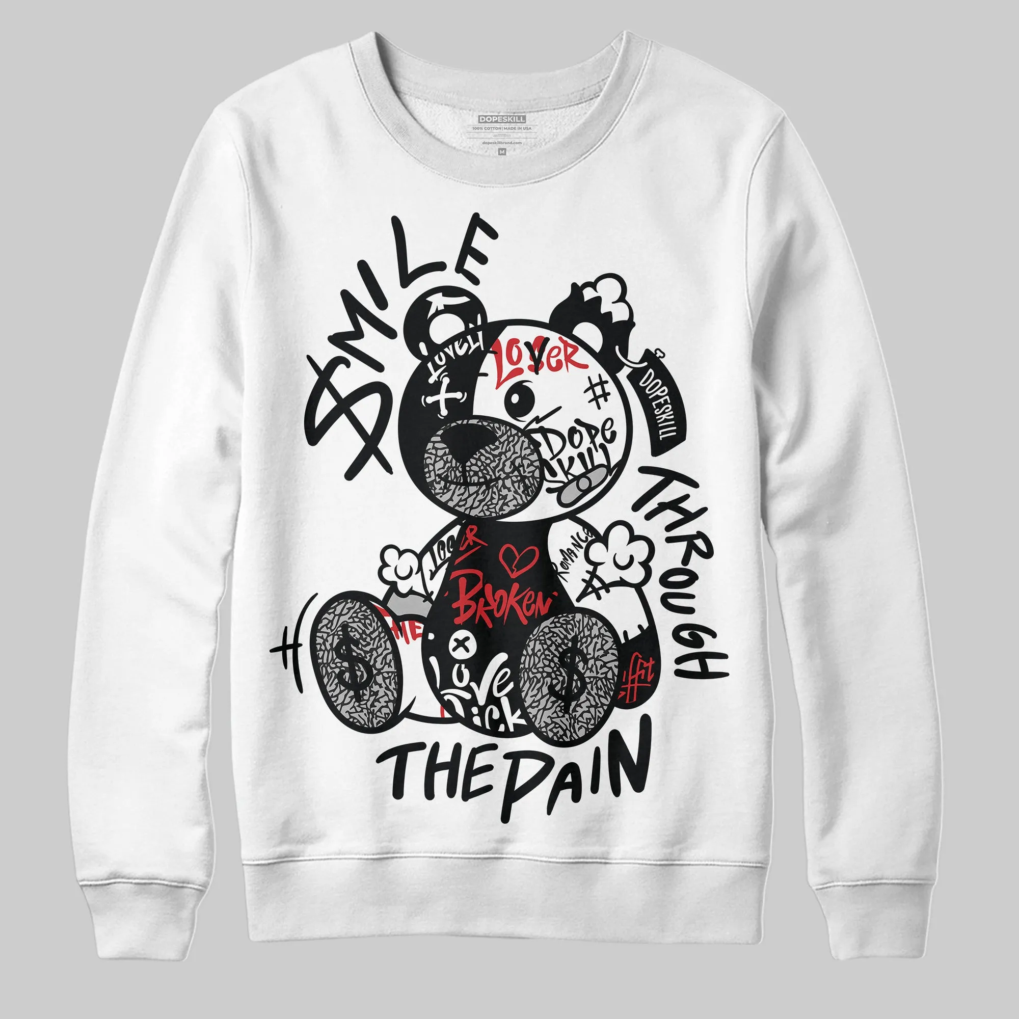 Black Cement 3s DopeSkill Sweatshirt Smile Through The Pain Graphic sold by DopeSkill product image thumbnail 2