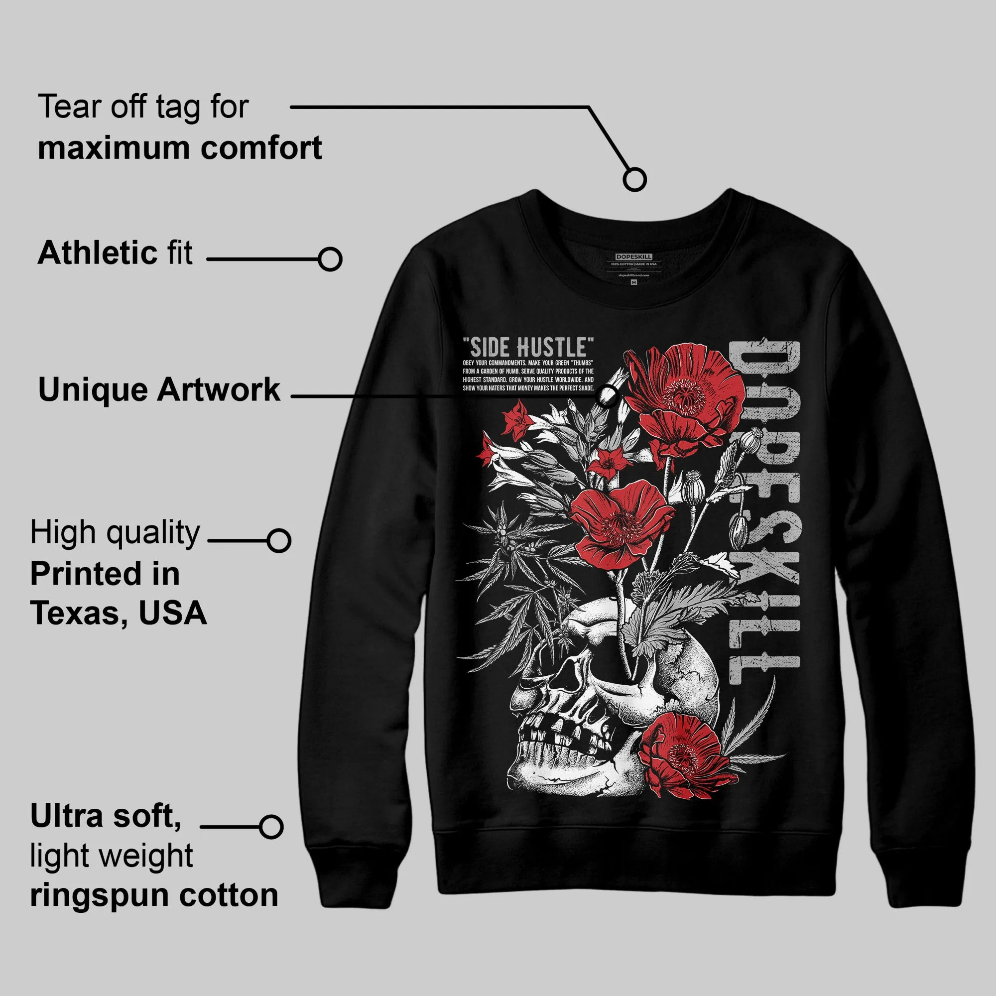 Black Cement 3s DopeSkill Sweatshirt Side Hustle Graphic sold by DopeSkill product image thumbnail 3