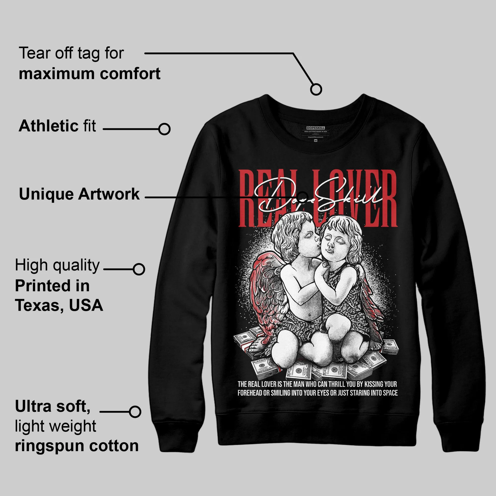 Black Cement 3s DopeSkill Sweatshirt Real Lover Graphic sold by DopeSkill product image thumbnail 3