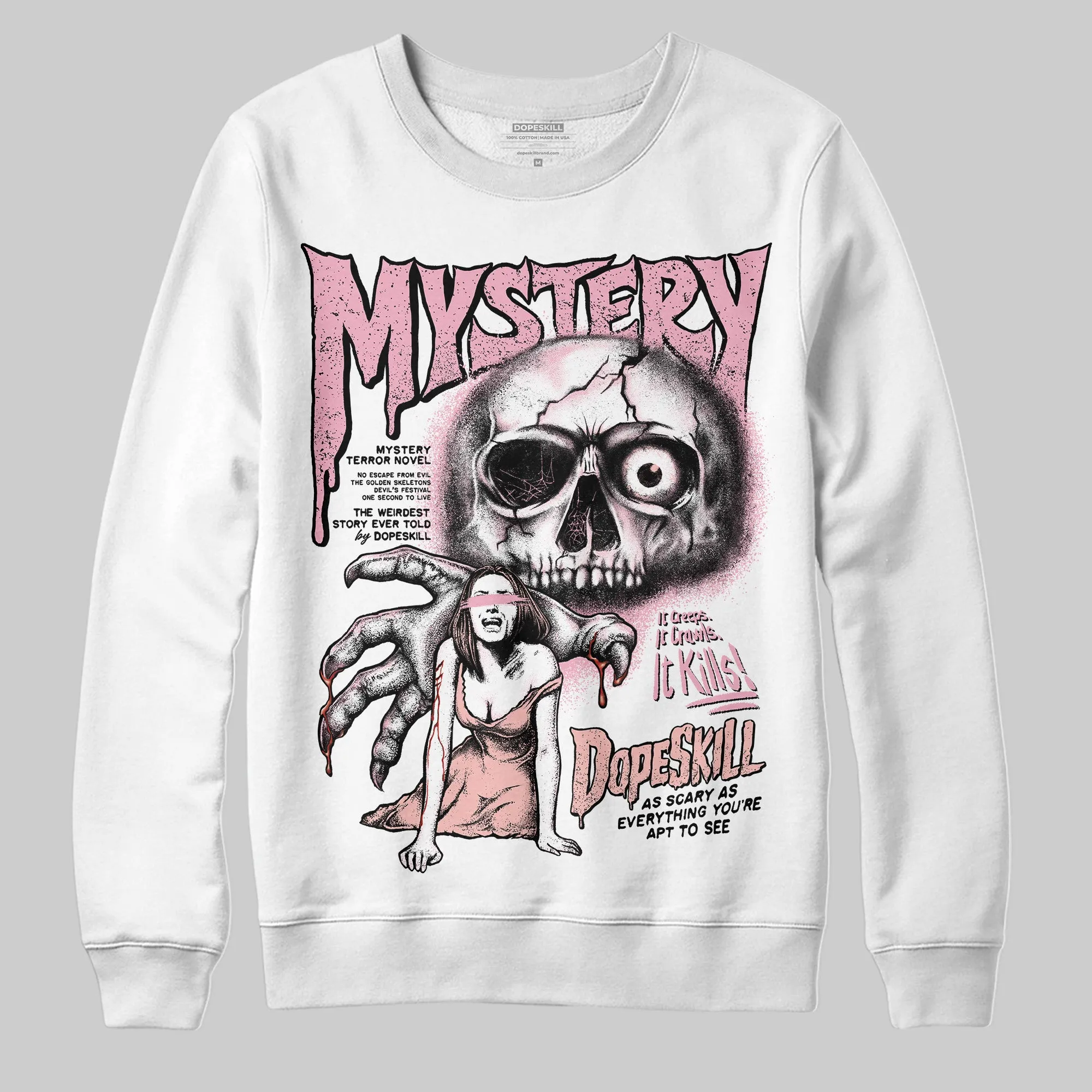 Stars Court White/Pink DopeSkill Sweatshirt Mystery Ghostly Grasp Graphic sold by DopeSkill product image thumbnail 2