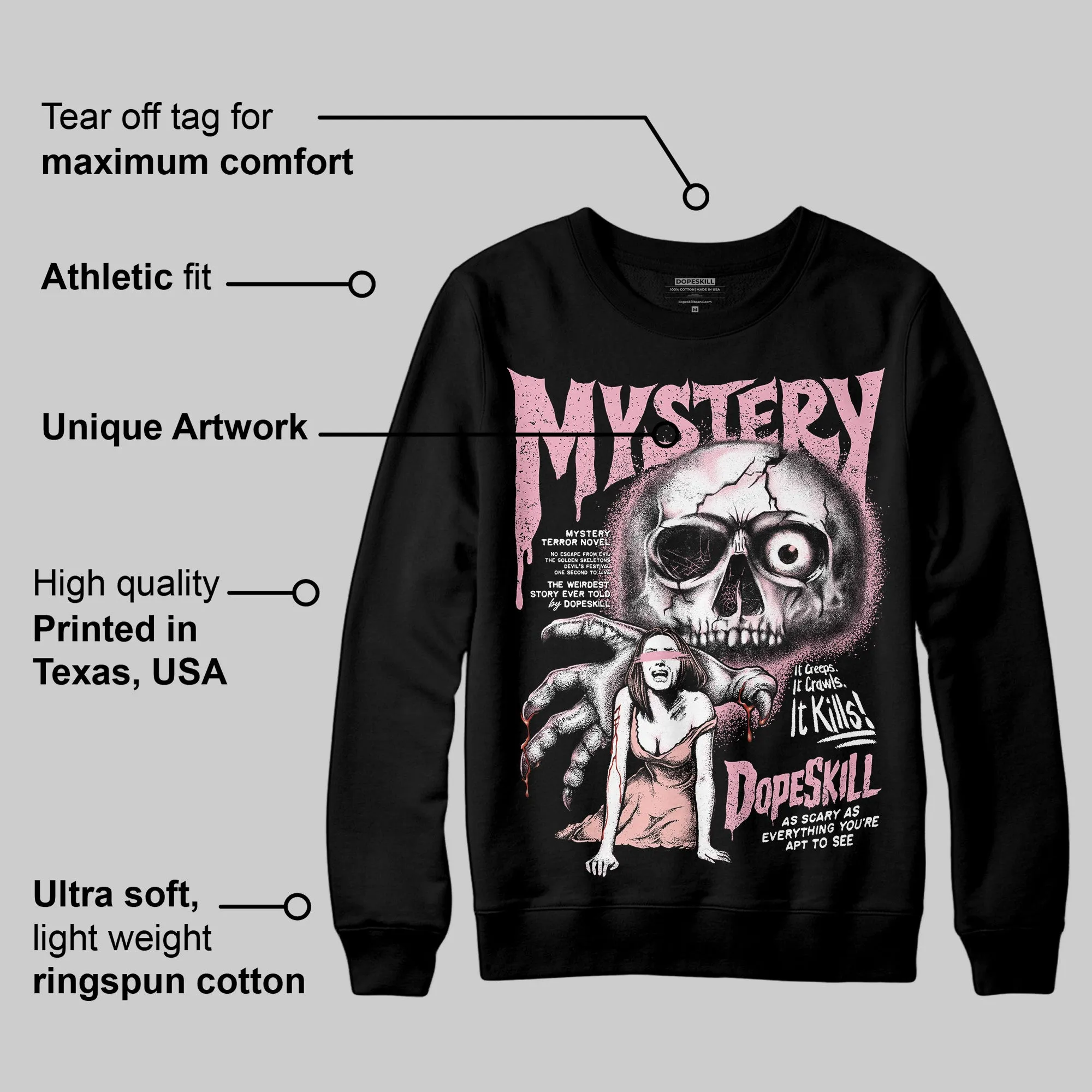 Stars Court White/Pink DopeSkill Sweatshirt Mystery Ghostly Grasp Graphic sold by DopeSkill product image thumbnail 3