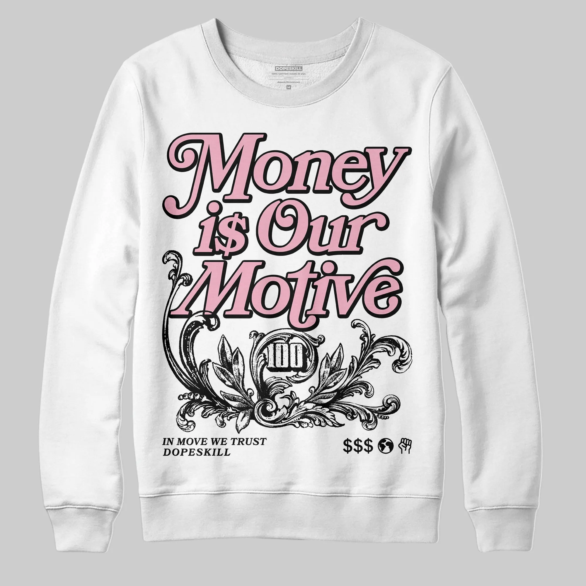 Stars Court White/Pink DopeSkill Sweatshirt Money Is Our Motive Typo Graphic sold by DopeSkill product image thumbnail 2