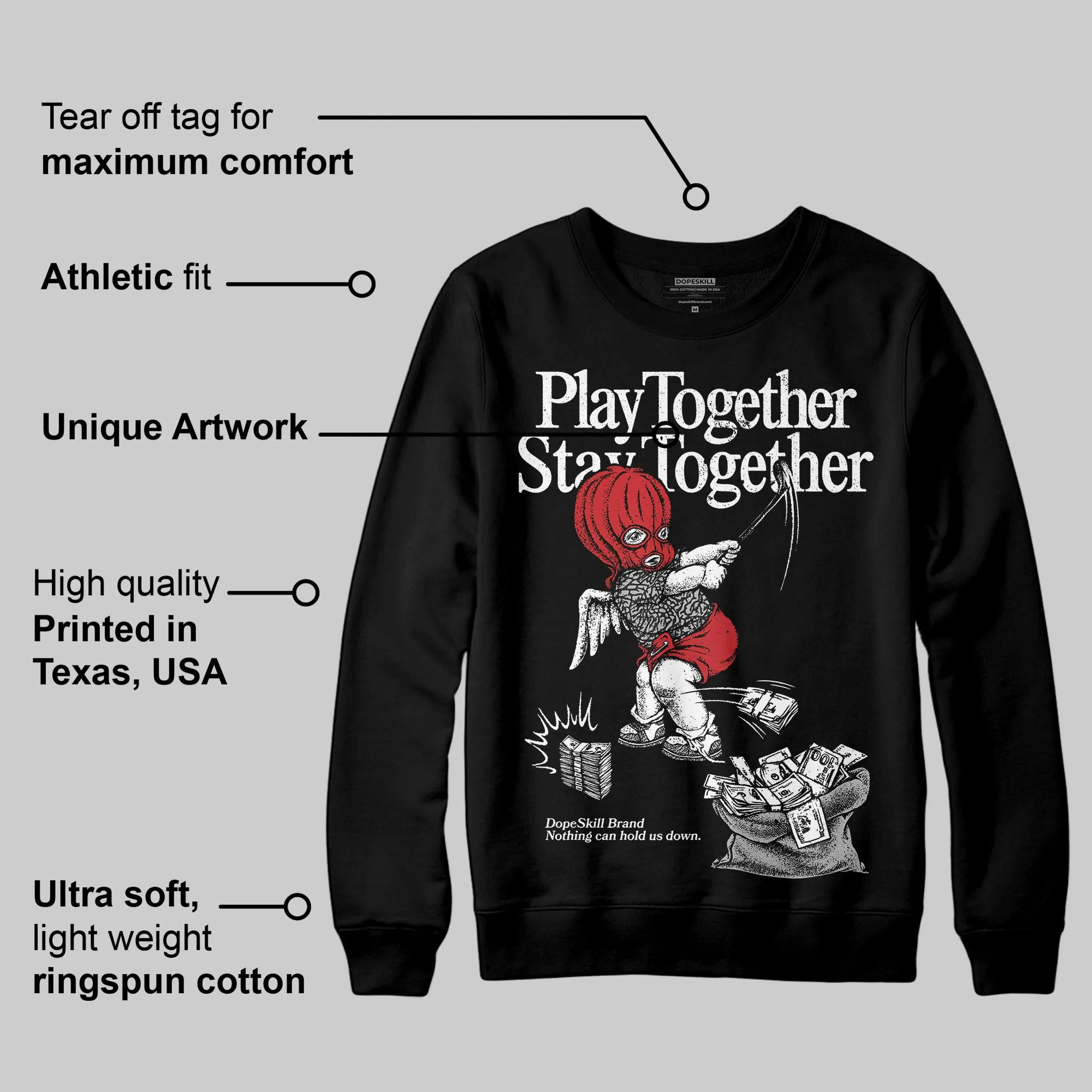 Black Cement 3s DopeSkill Sweatshirt Play together, Stay together Graphic sold by DopeSkill product image thumbnail 3