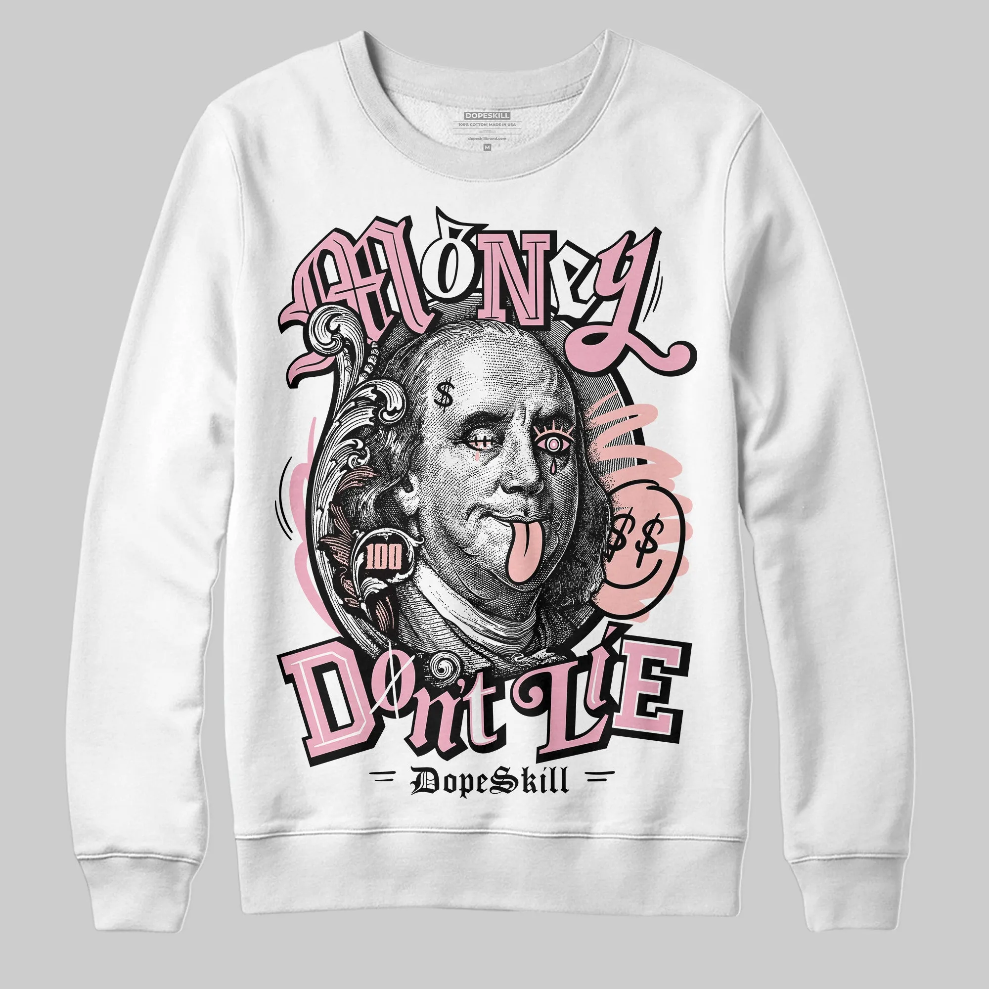 Stars Court White/Pink DopeSkill Sweatshirt Money Don't Lie Graphic sold by DopeSkill product image thumbnail 2